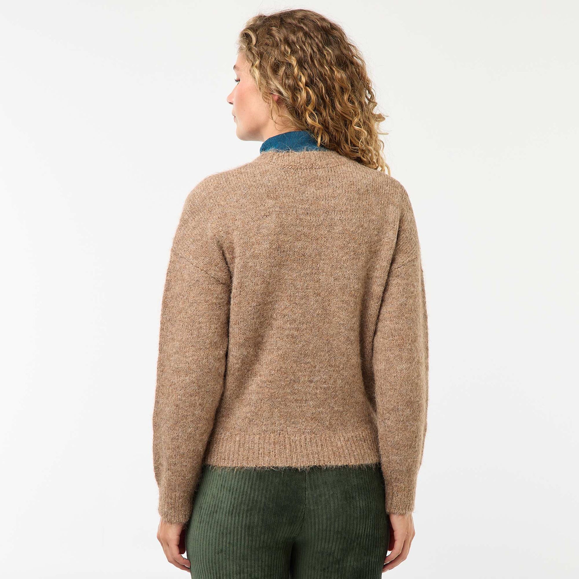 Sweater cálido de punto jaspeado MARRON