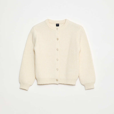 Cárdigan de punto grueso liso BEIGE