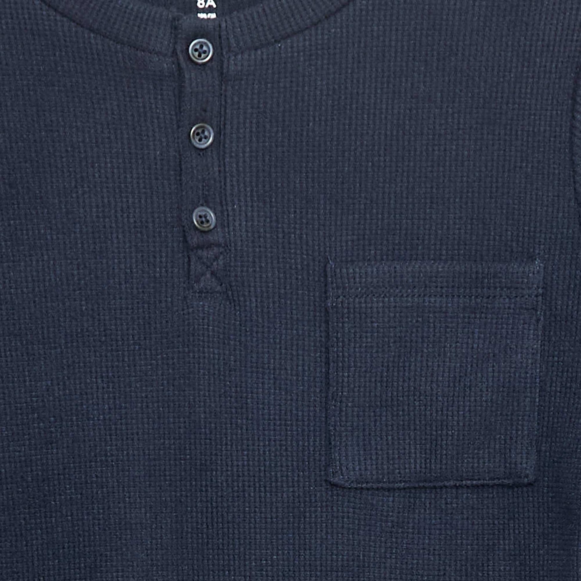 Camiseta de punto suave con bolsillo en el pecho AZUL