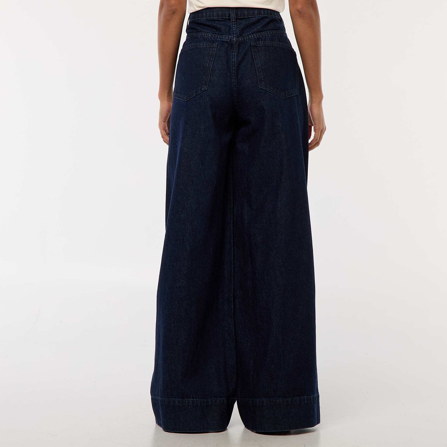 Jean corte wide leg con 5 bolsillos AZUL
