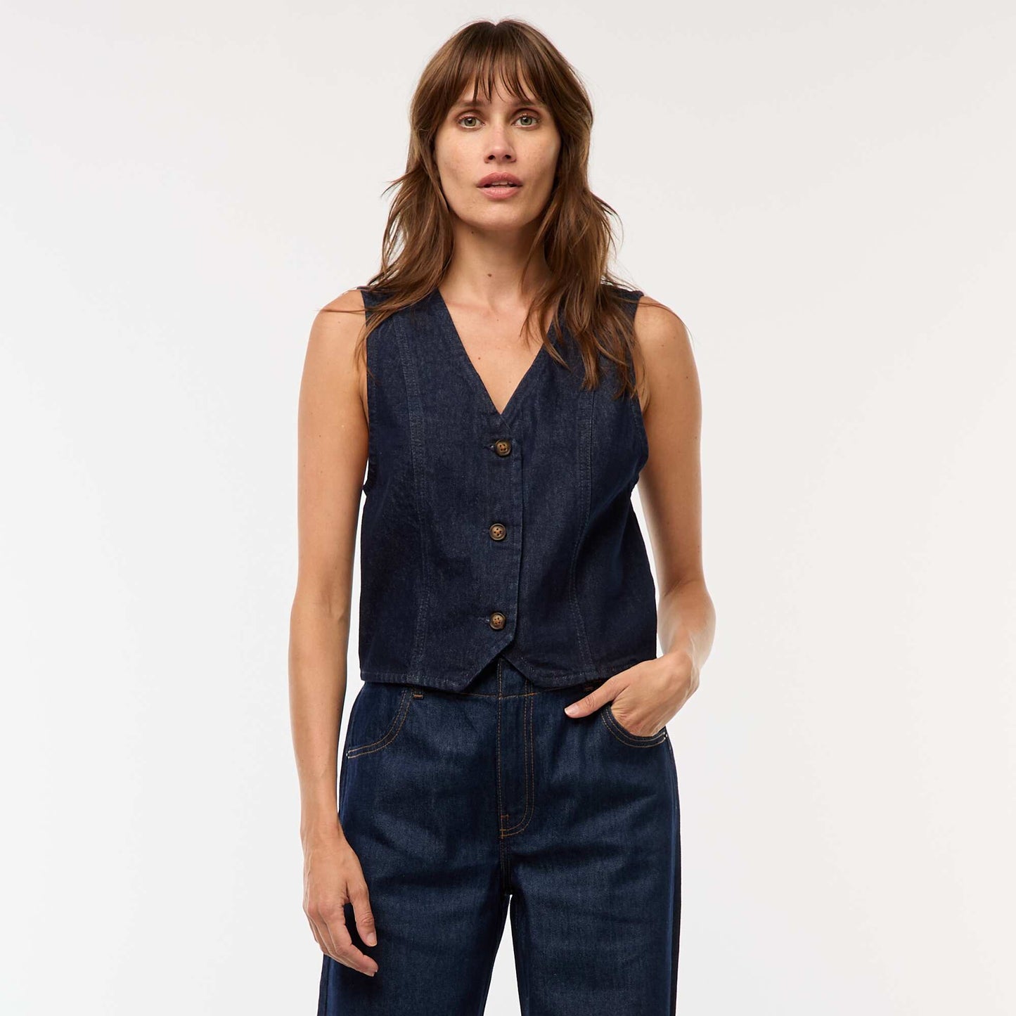 Chaleco de traje en denim AZUL