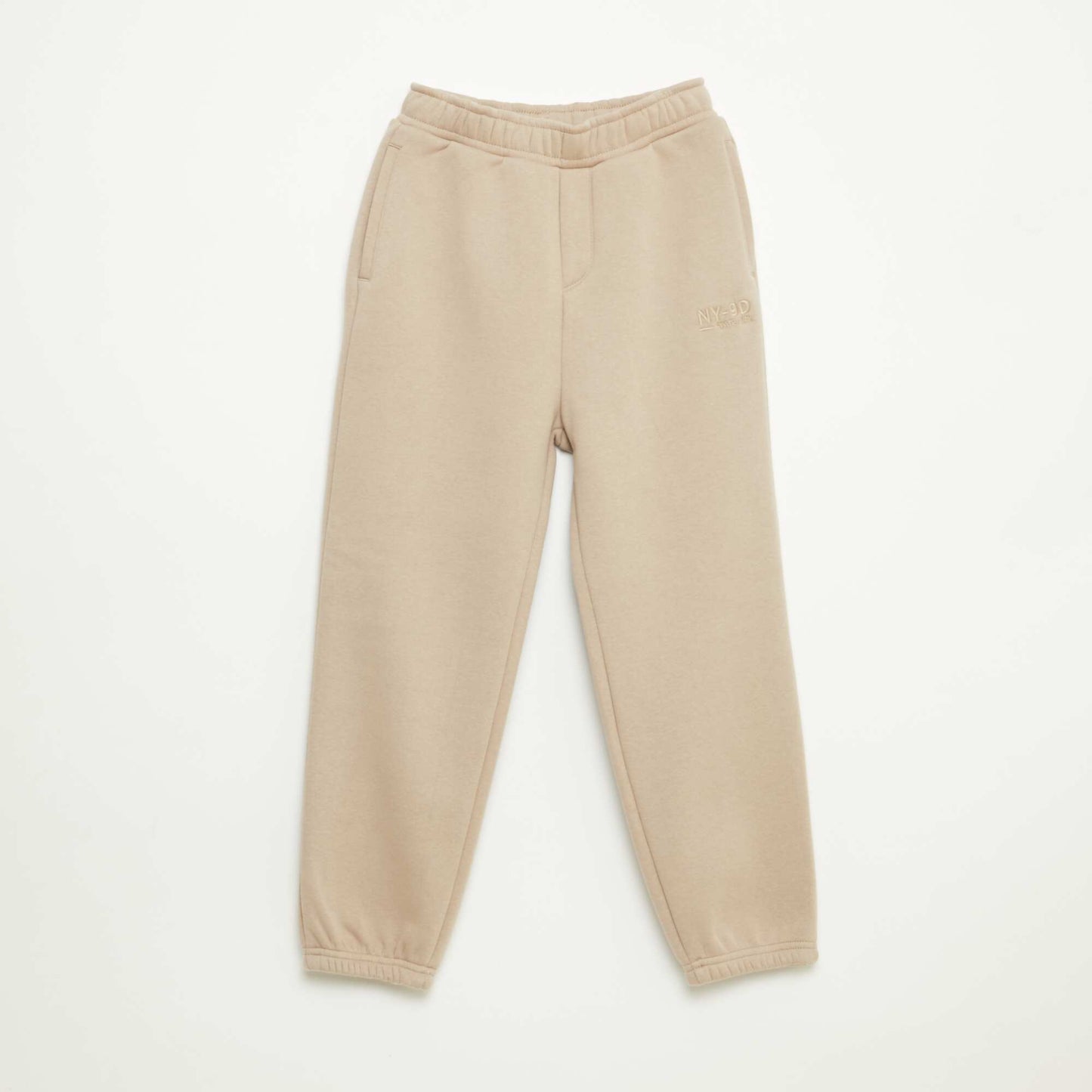 Pantalón de jogging cálido liso con forro polar BEIGE