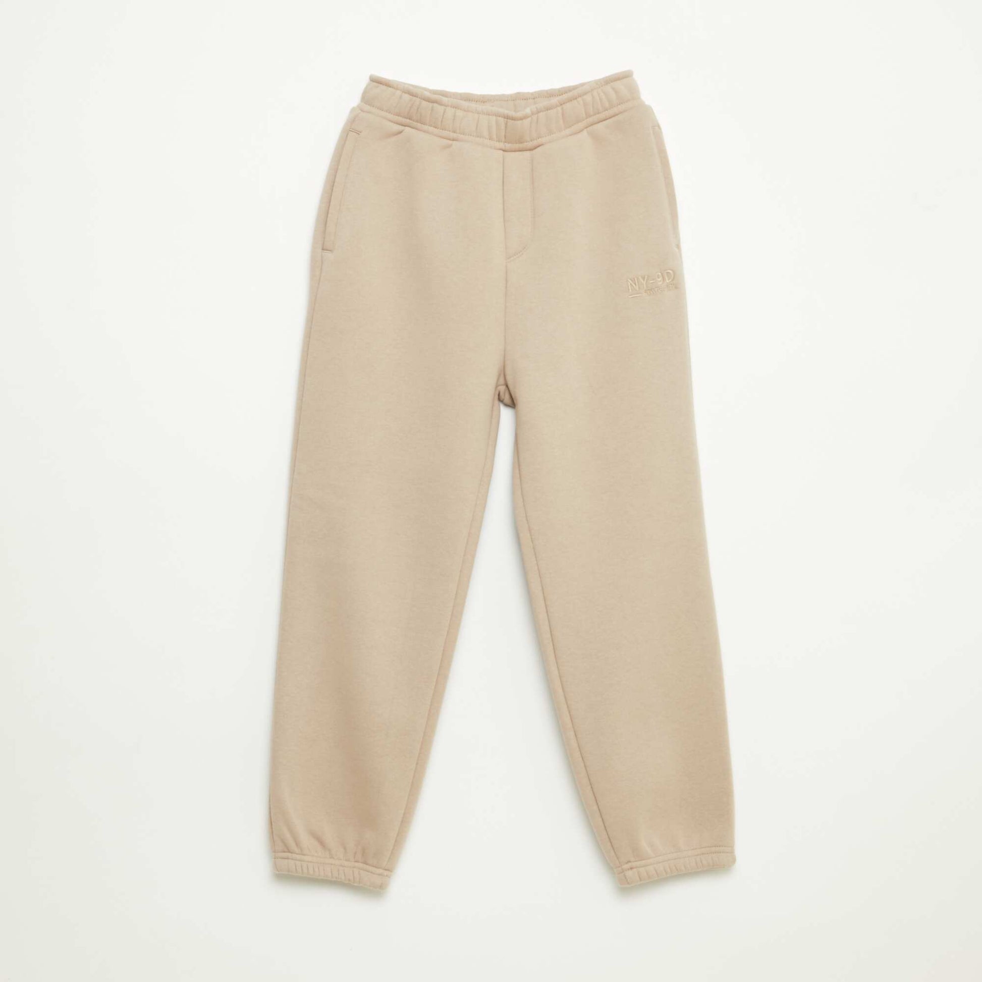 Pantalón de jogging cálido liso con forro polar BEIGE