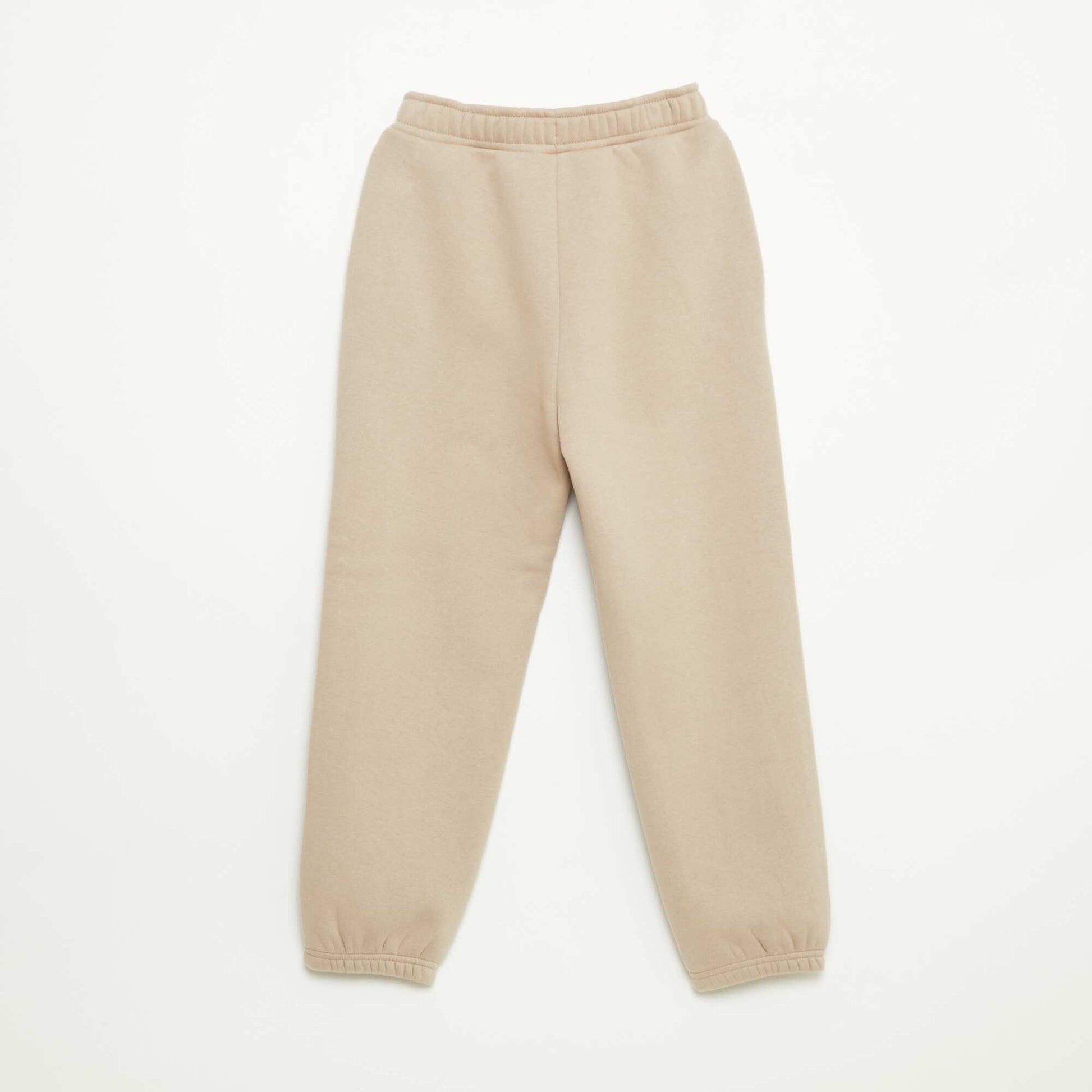 Pantalón de jogging cálido liso con forro polar BEIGE
