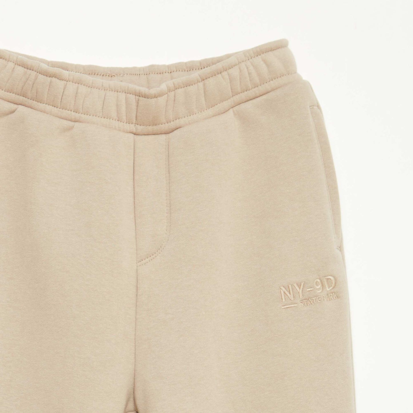Pantalón de jogging cálido liso con forro polar BEIGE
