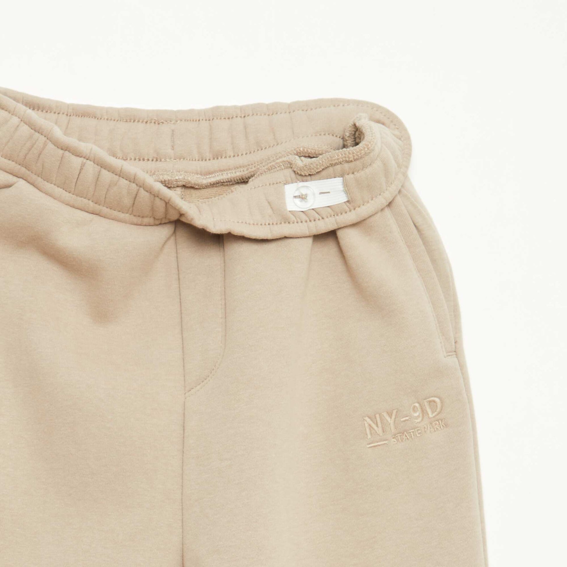 Pantalón de jogging cálido liso con forro polar BEIGE