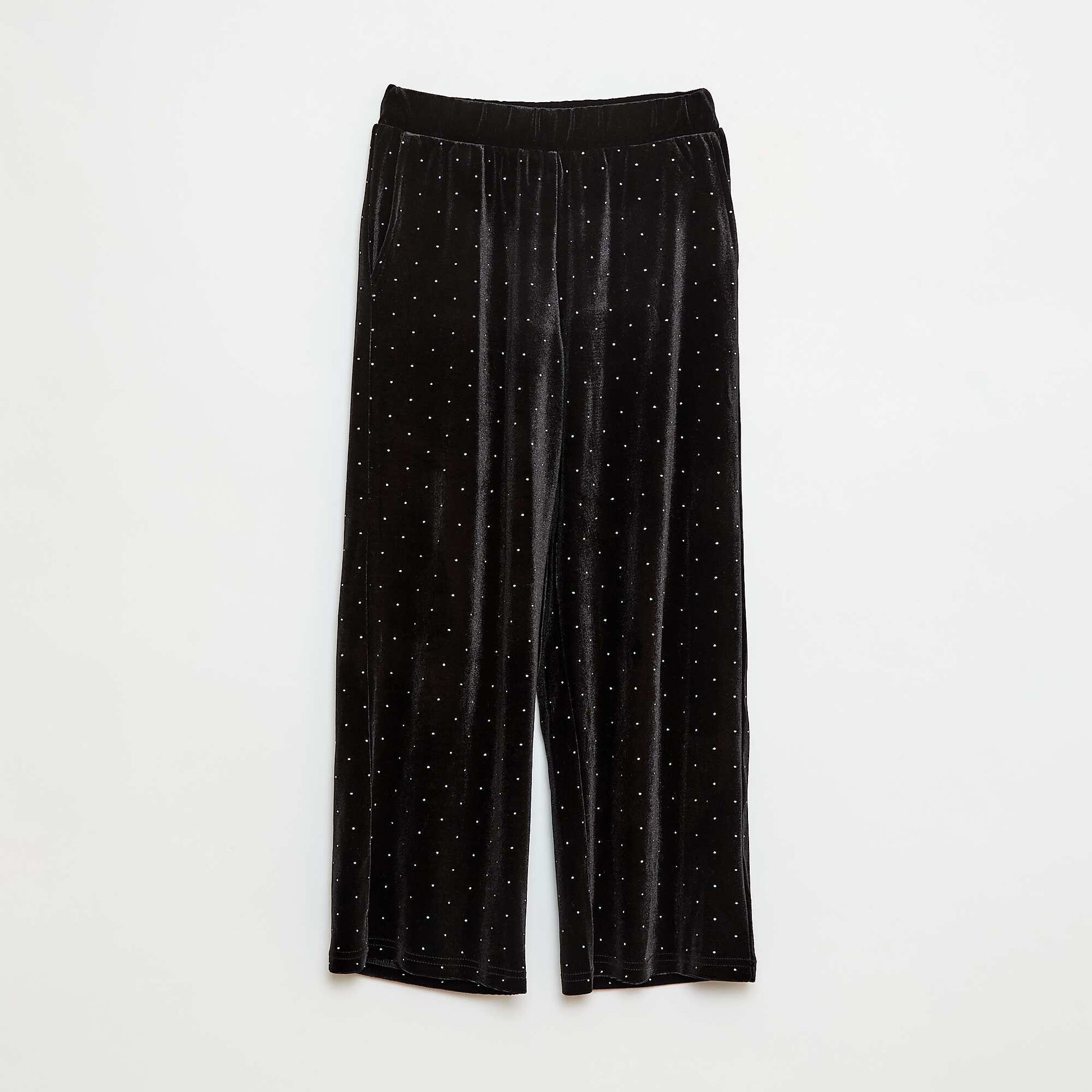 Pantalón wide leg de terciopelo liso NEGRO