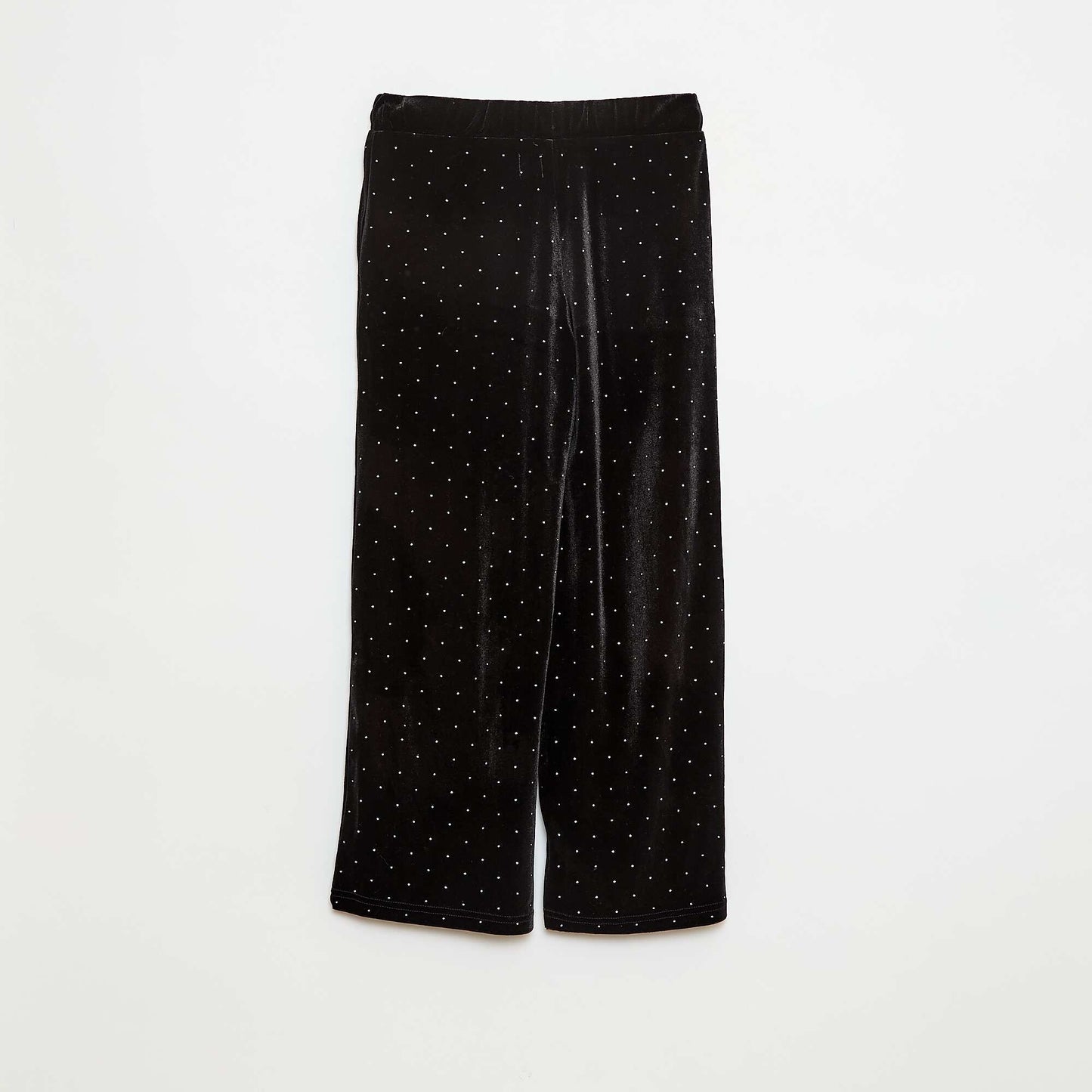 Pantalón wide leg de terciopelo liso NEGRO