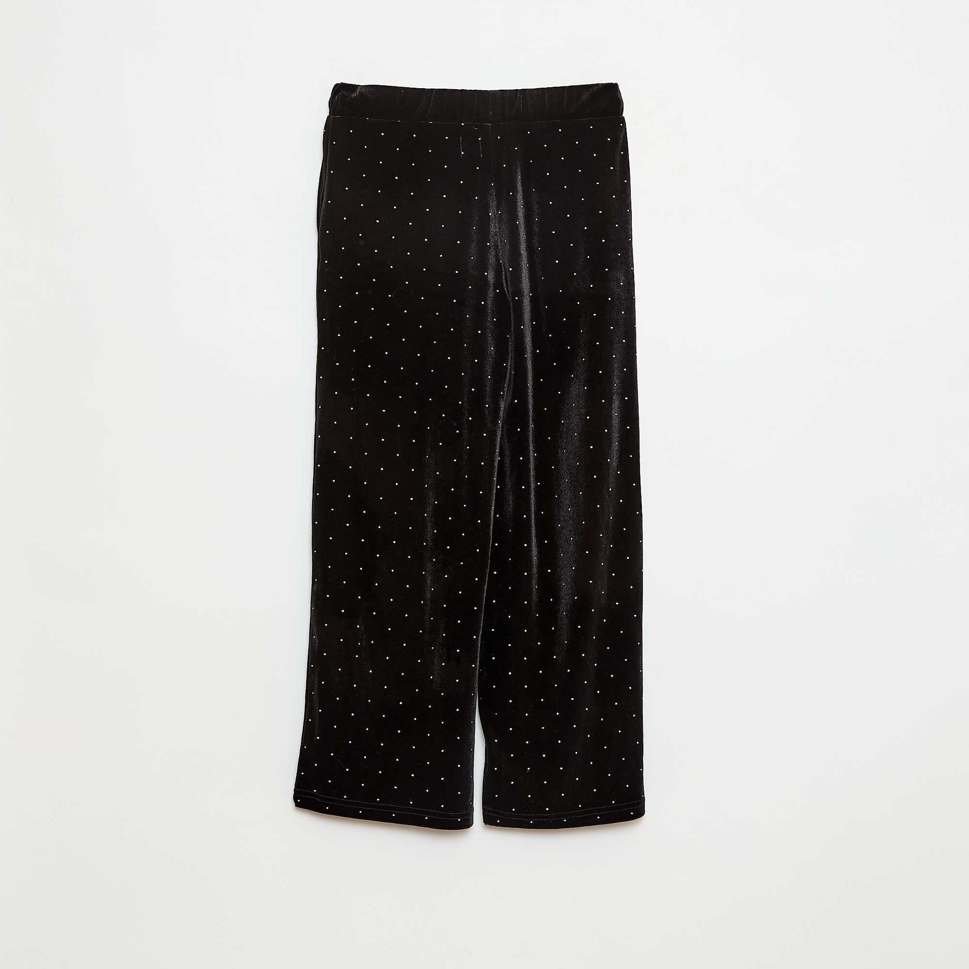 Pantalón wide leg de terciopelo liso NEGRO