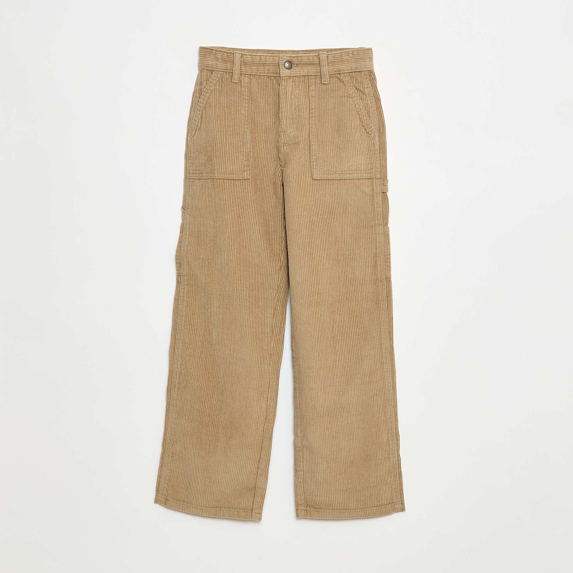 Pantalón ancho de pana lisa MARRON