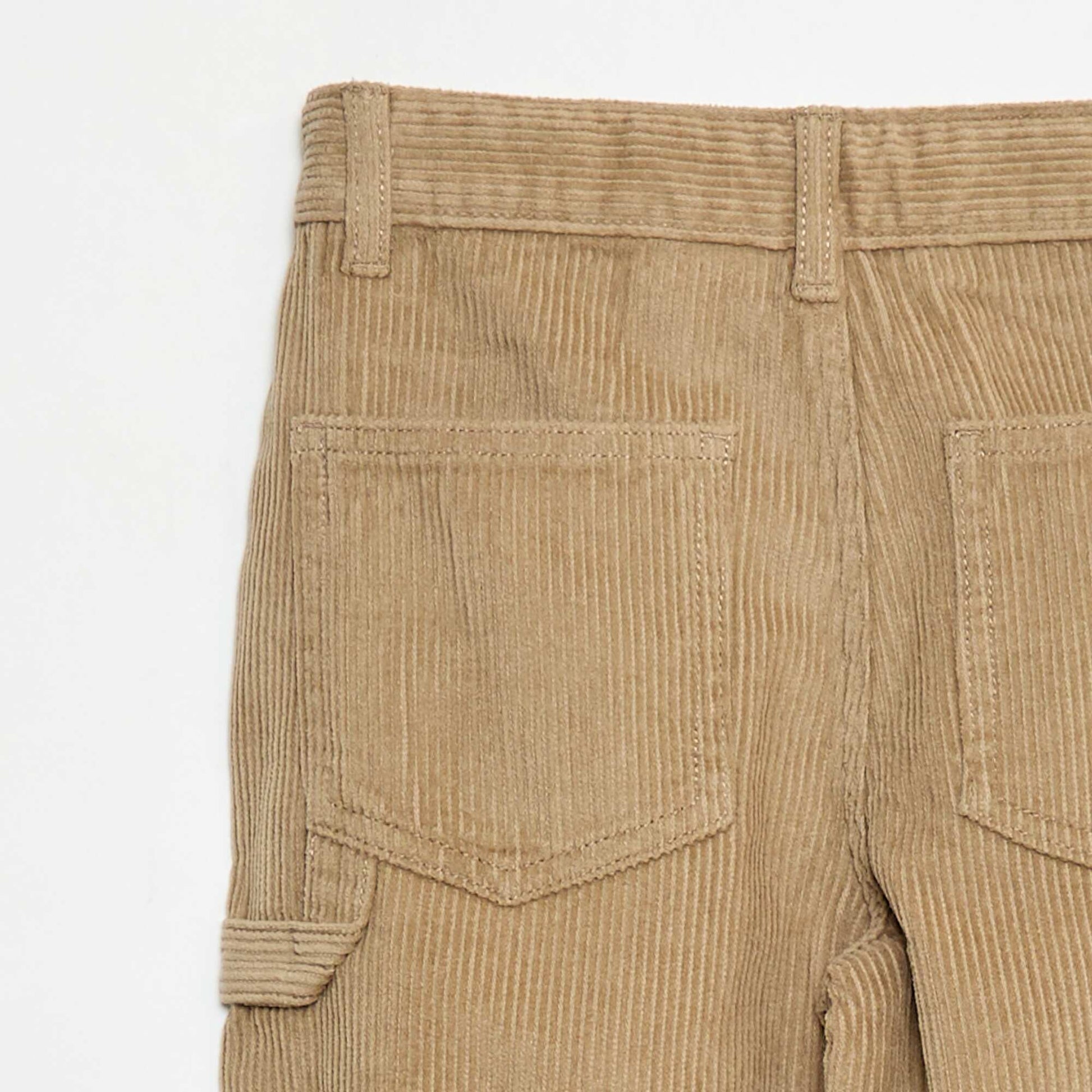 Pantalón ancho de pana lisa MARRON