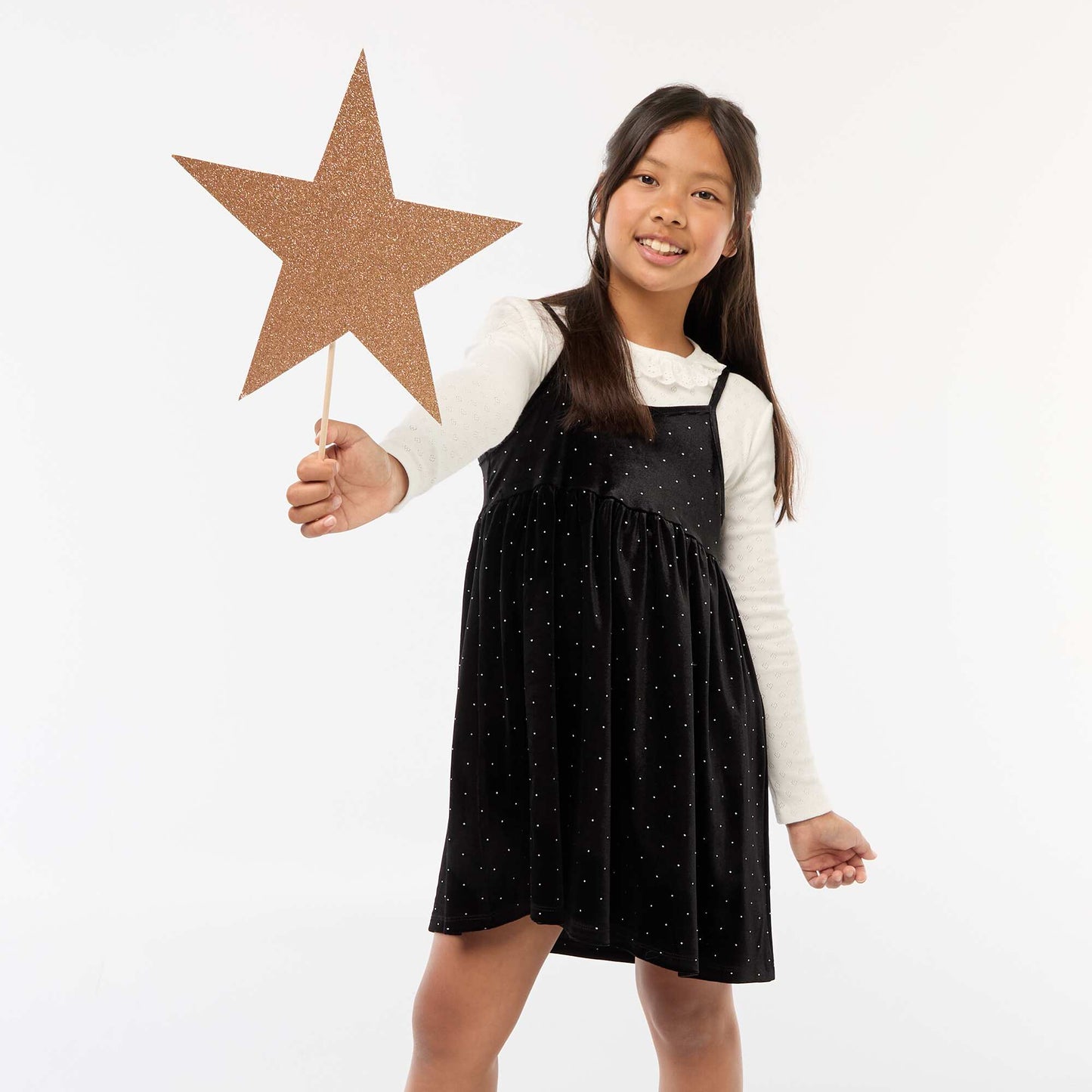 Vestido 2 en 1 de terciopelo con strass NEGRO