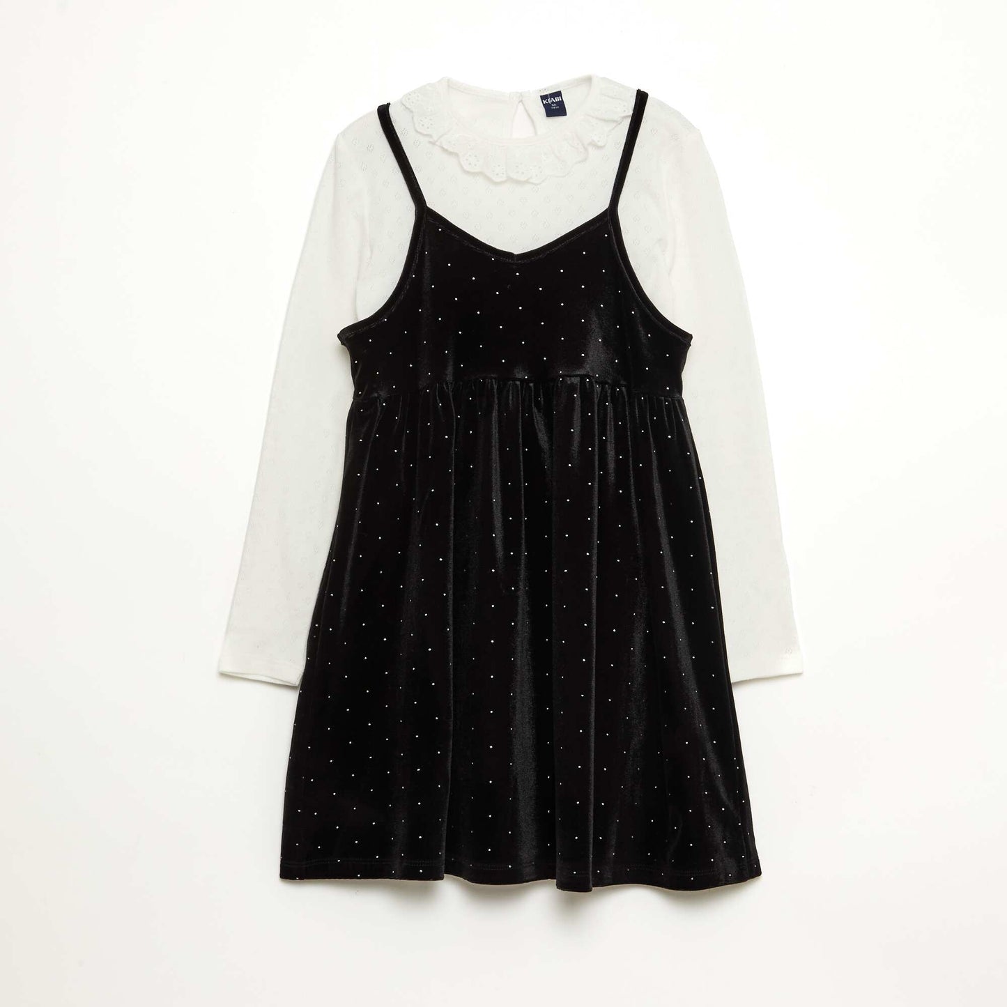 Vestido 2 en 1 de terciopelo con strass NEGRO