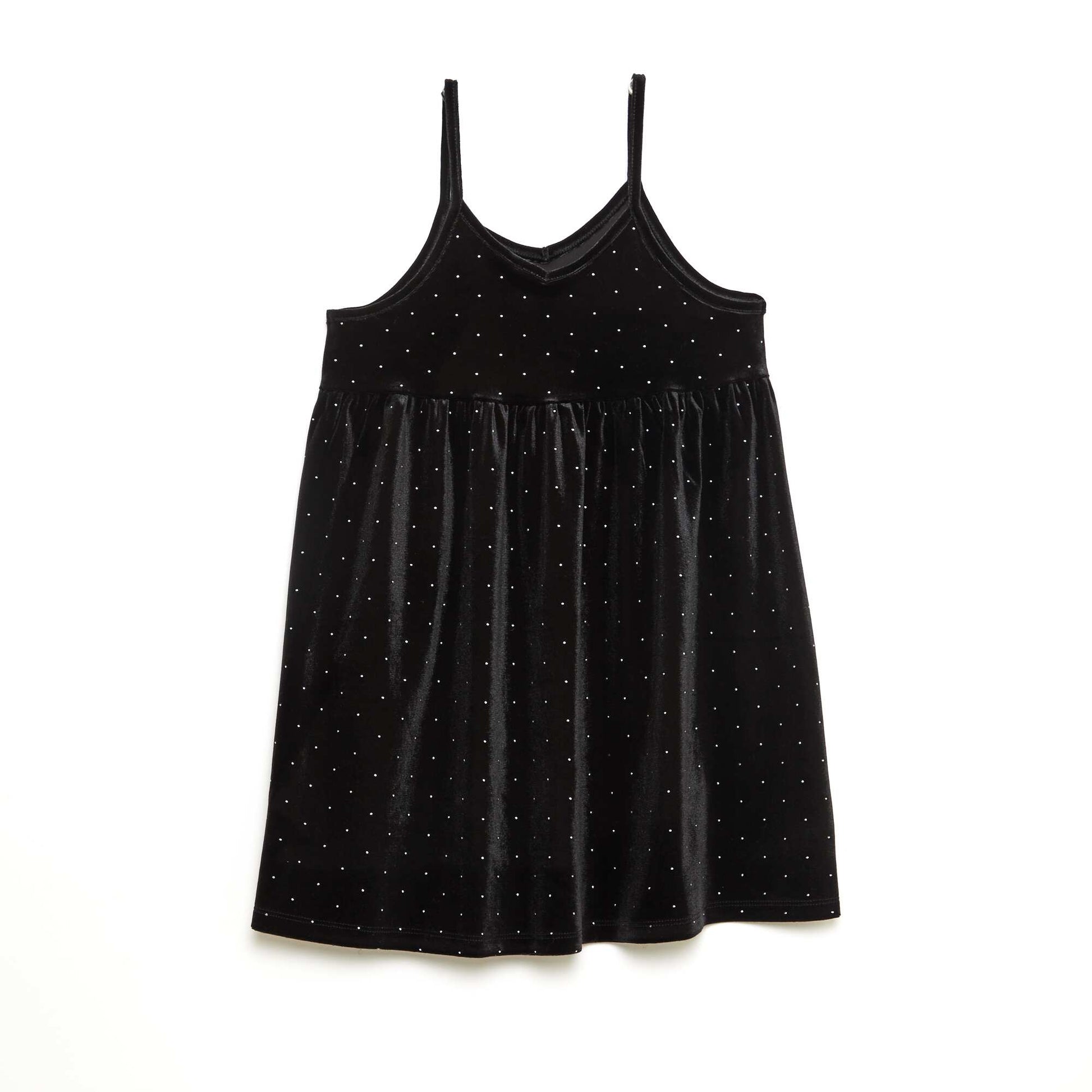Vestido 2 en 1 de terciopelo con strass NEGRO