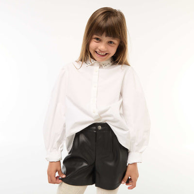 Camisa con cuello de bijutería BLANCO