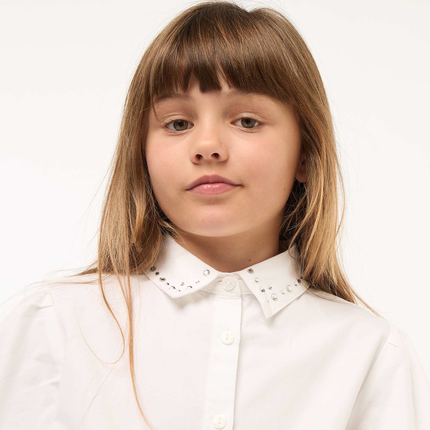 Camisa con cuello de bijutería BLANCO