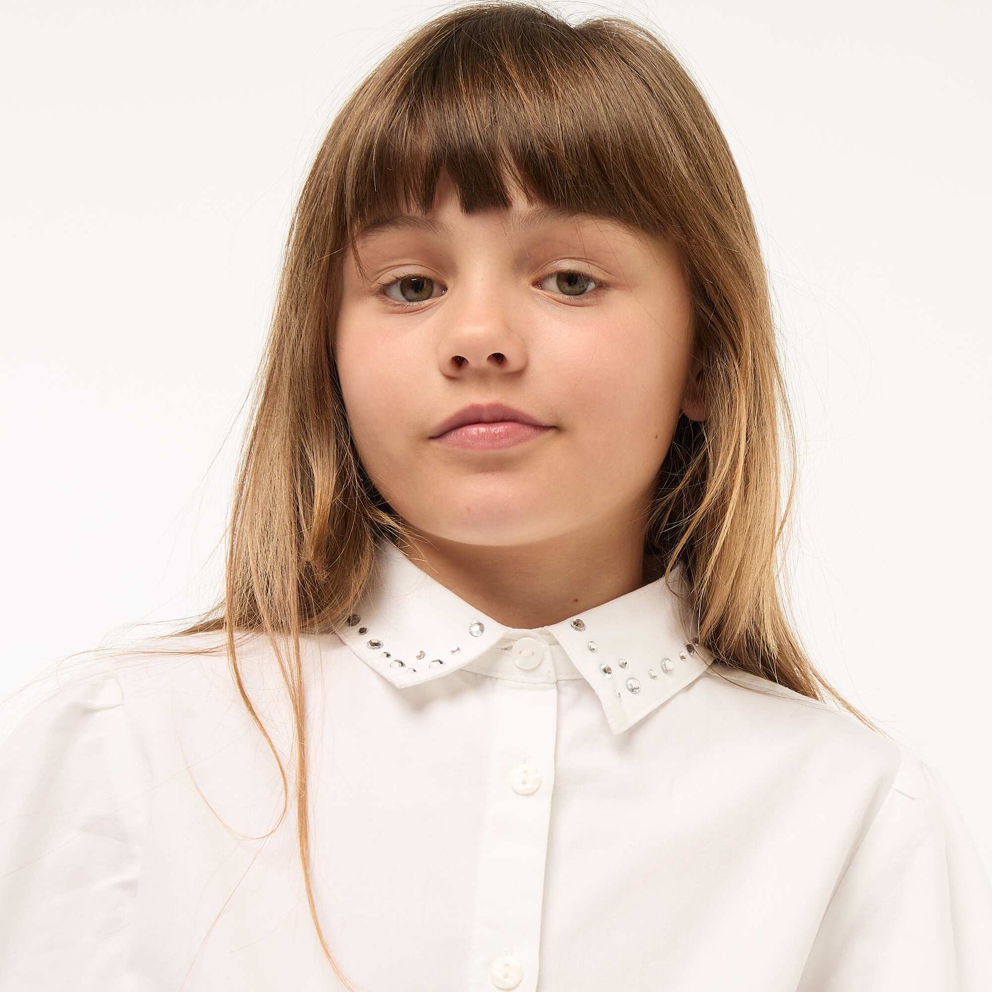 Camisa con cuello de bijutería BLANCO