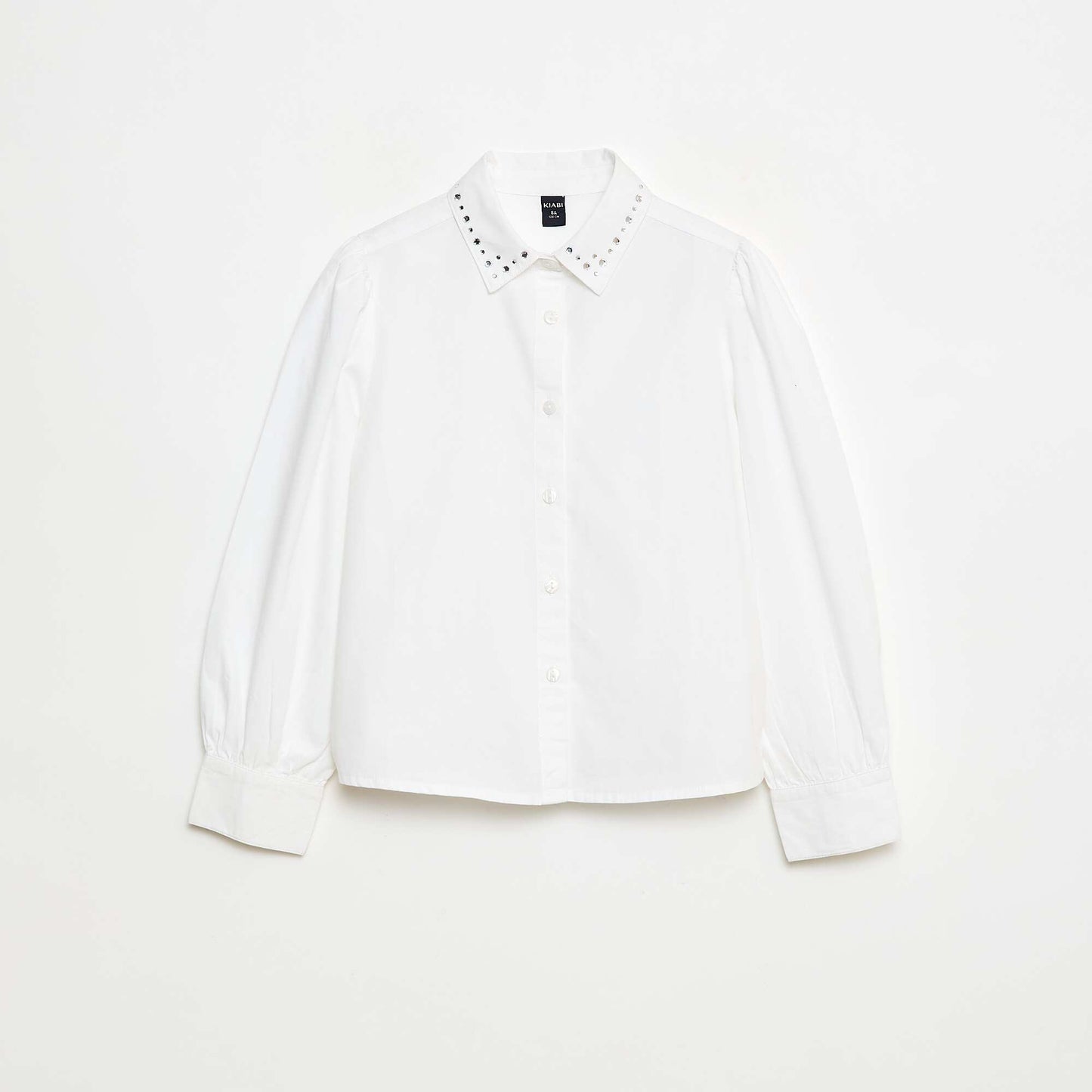 Camisa con cuello de bijutería BLANCO