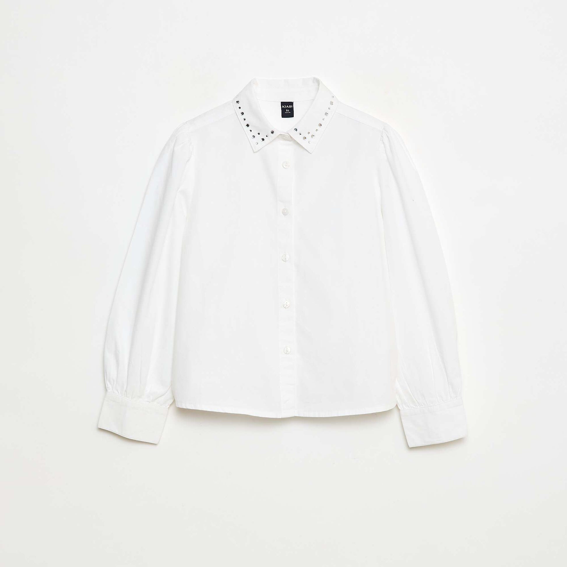 Camisa con cuello de bijutería BLANCO
