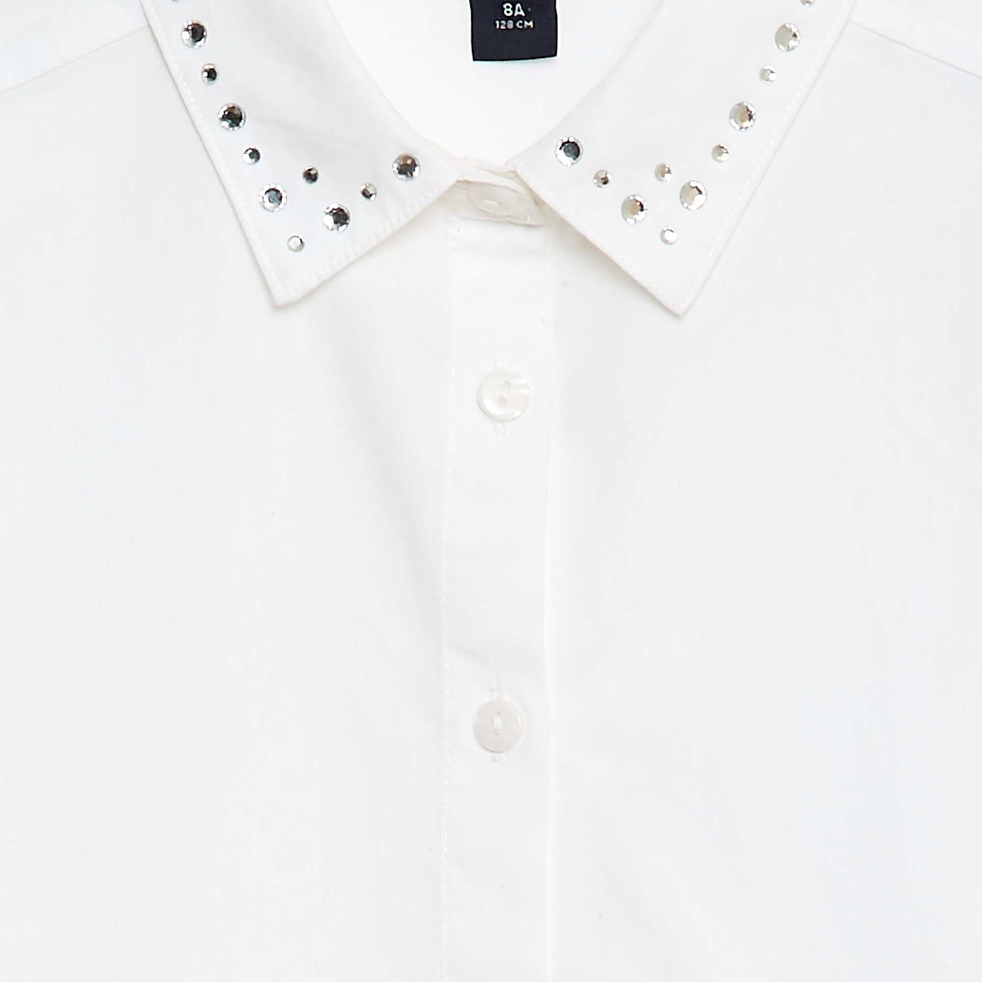 Camisa con cuello de bijutería BLANCO