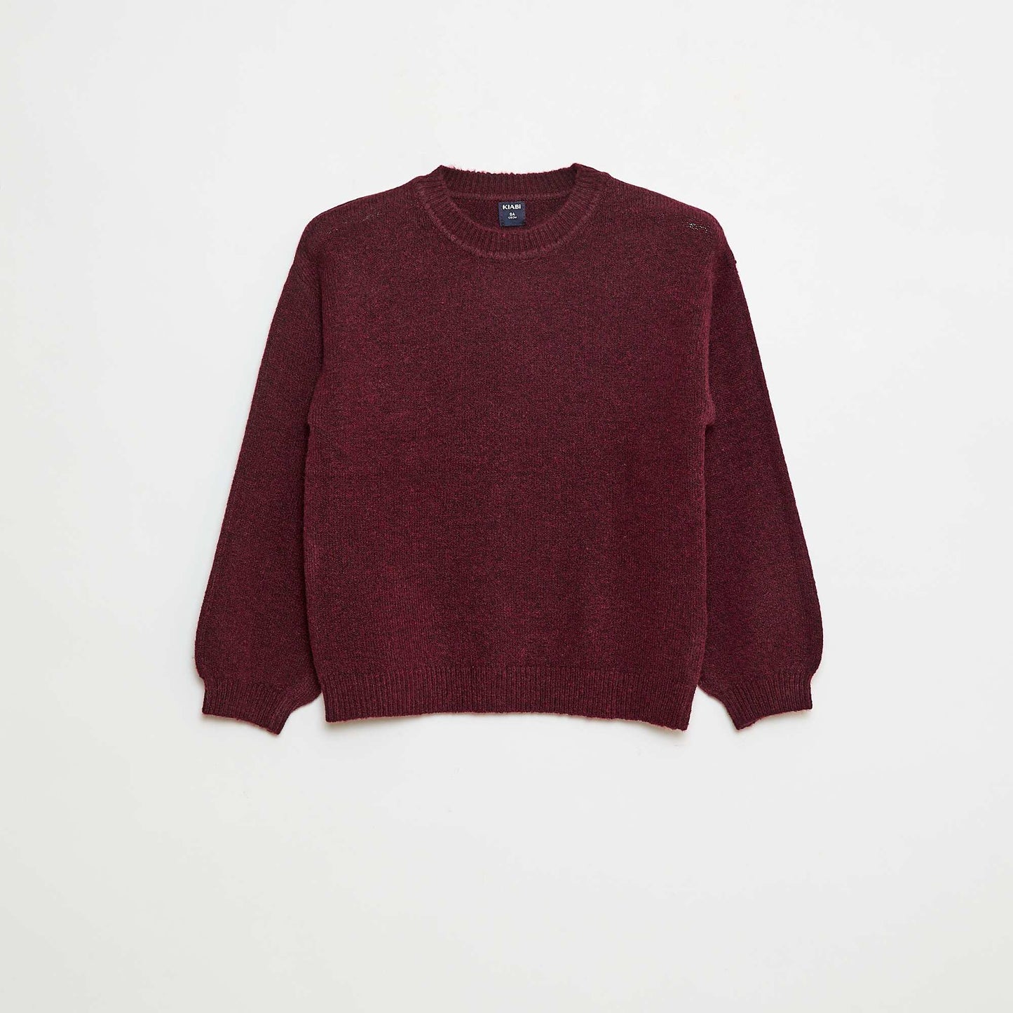 Sweater de punto liso con cuello redondo ROJO