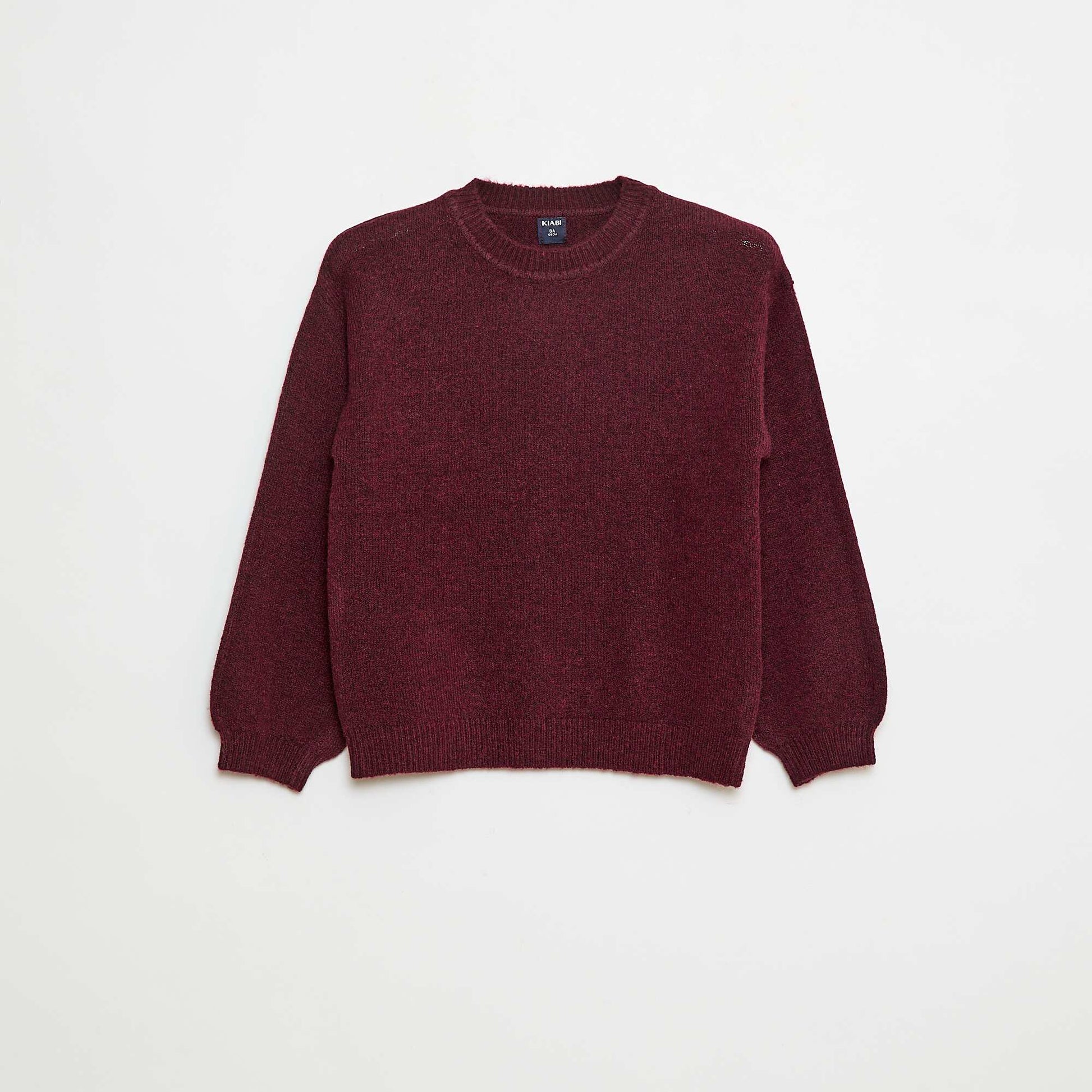 Sweater de punto liso con cuello redondo ROJO