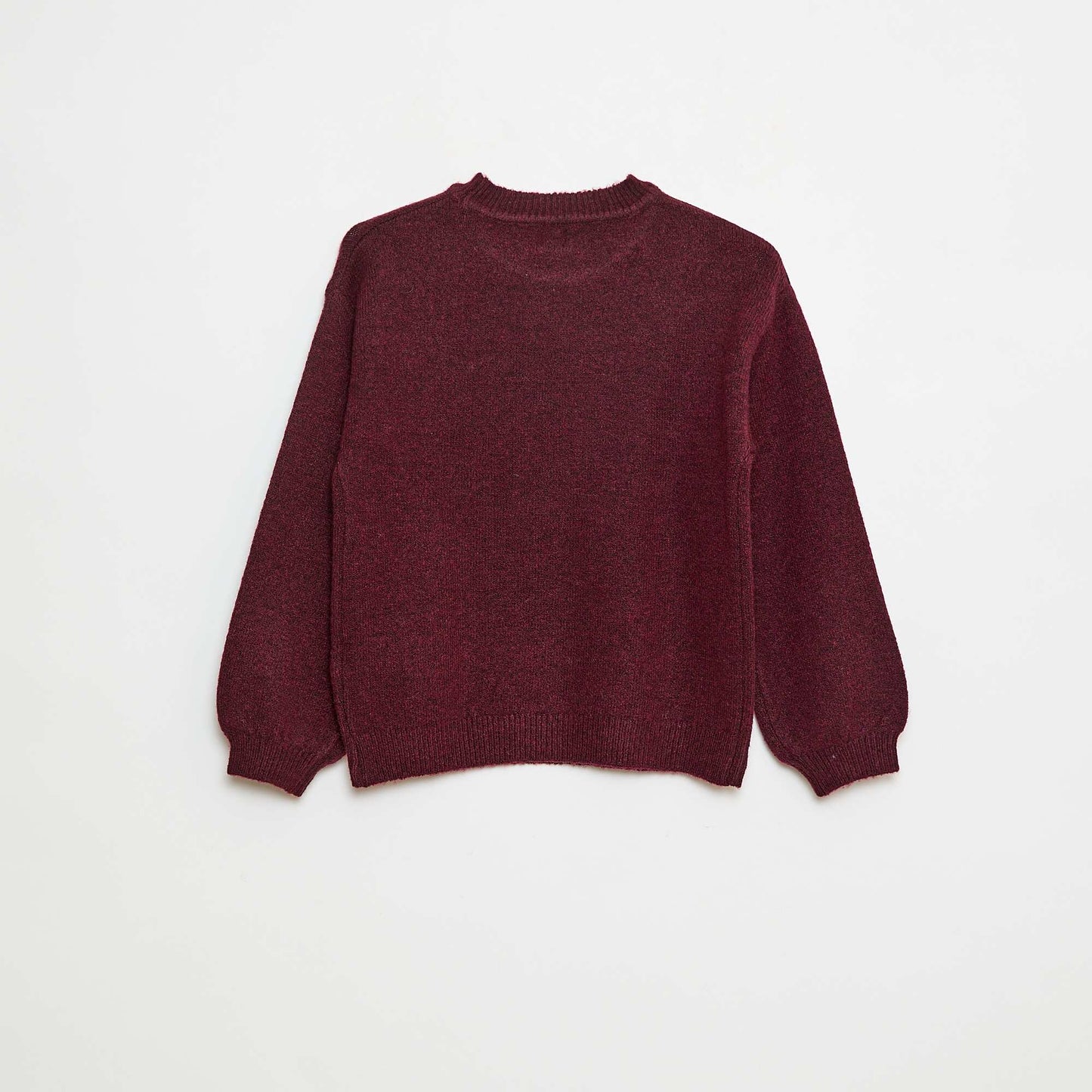 Sweater de punto liso con cuello redondo ROJO