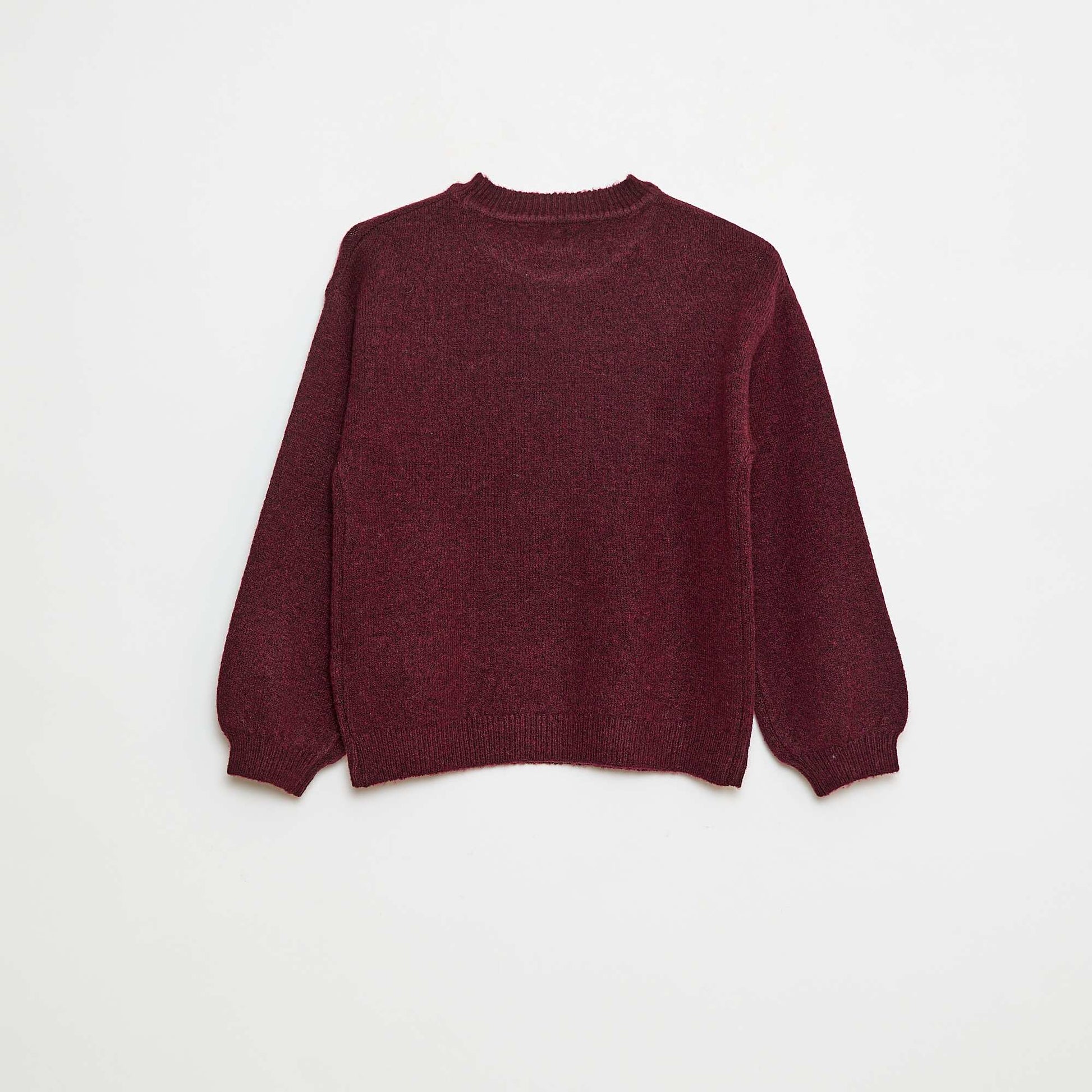 Sweater de punto liso con cuello redondo ROJO