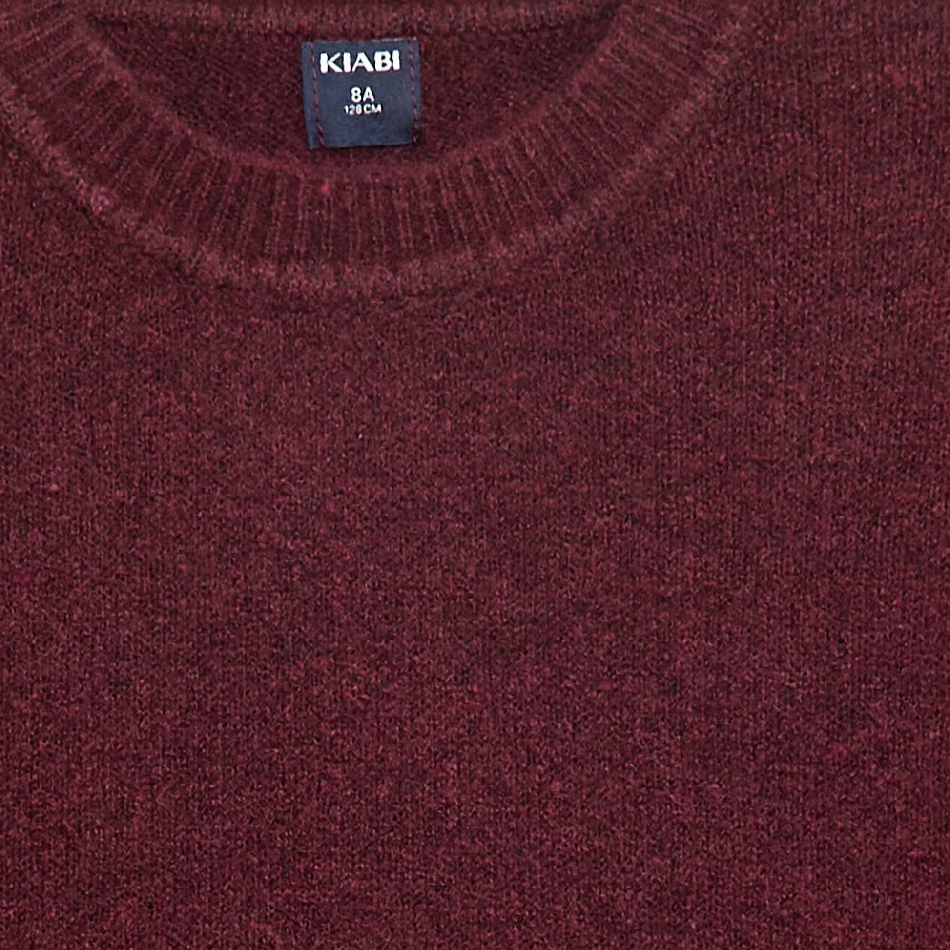 Sweater de punto liso con cuello redondo ROJO