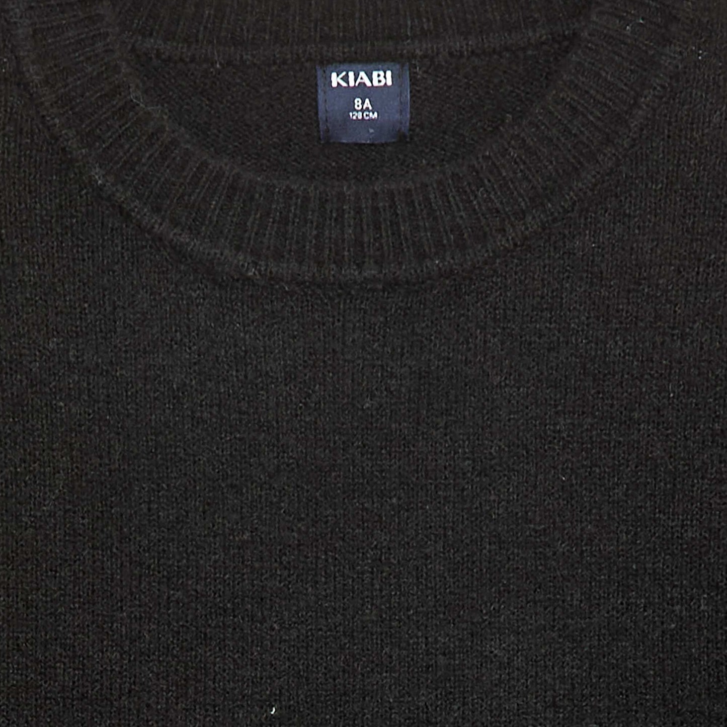 Sweater de punto liso con cuello redondo NEGRO