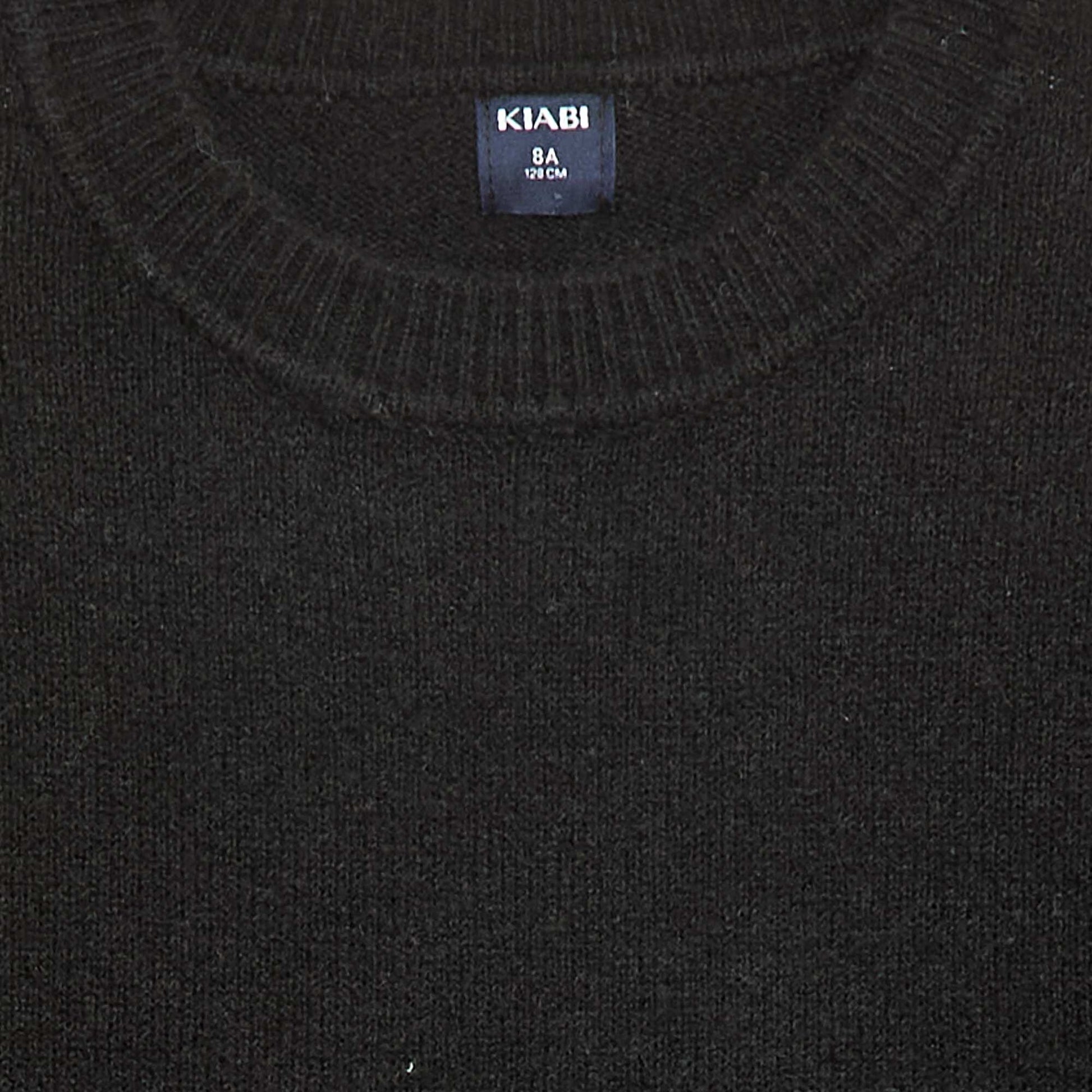 Sweater de punto liso con cuello redondo NEGRO