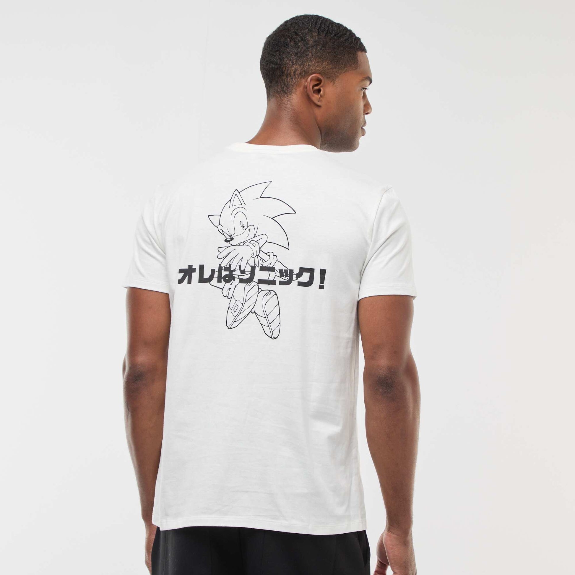 Camiseta 'Sonic' con estampado delantero/trasero y manga corta BLANCO