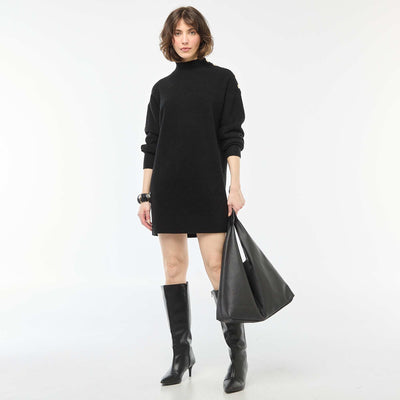 Vestido tipo sweater con botones decorativos NEGRO