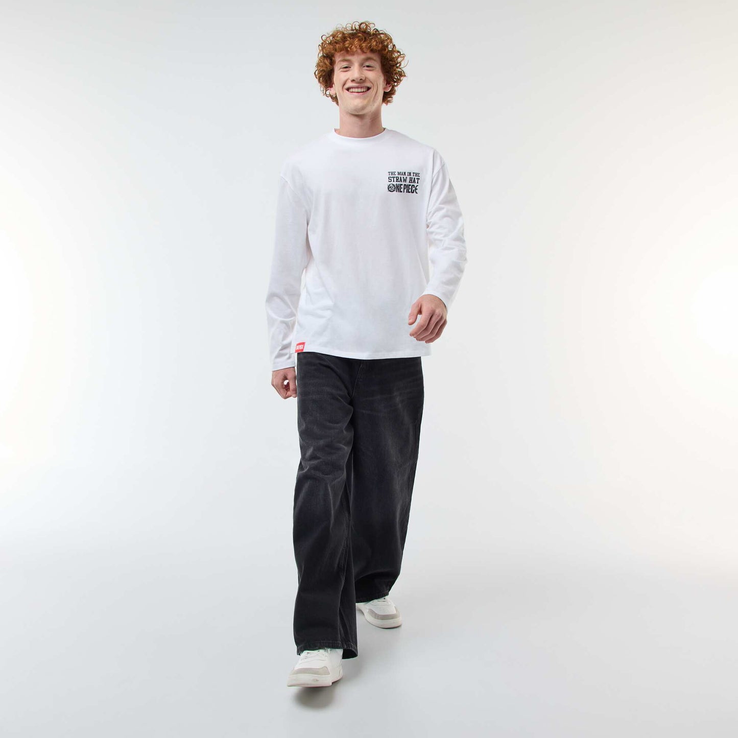 Camiseta 'fashion UK' One piece' manga corta BLANCO