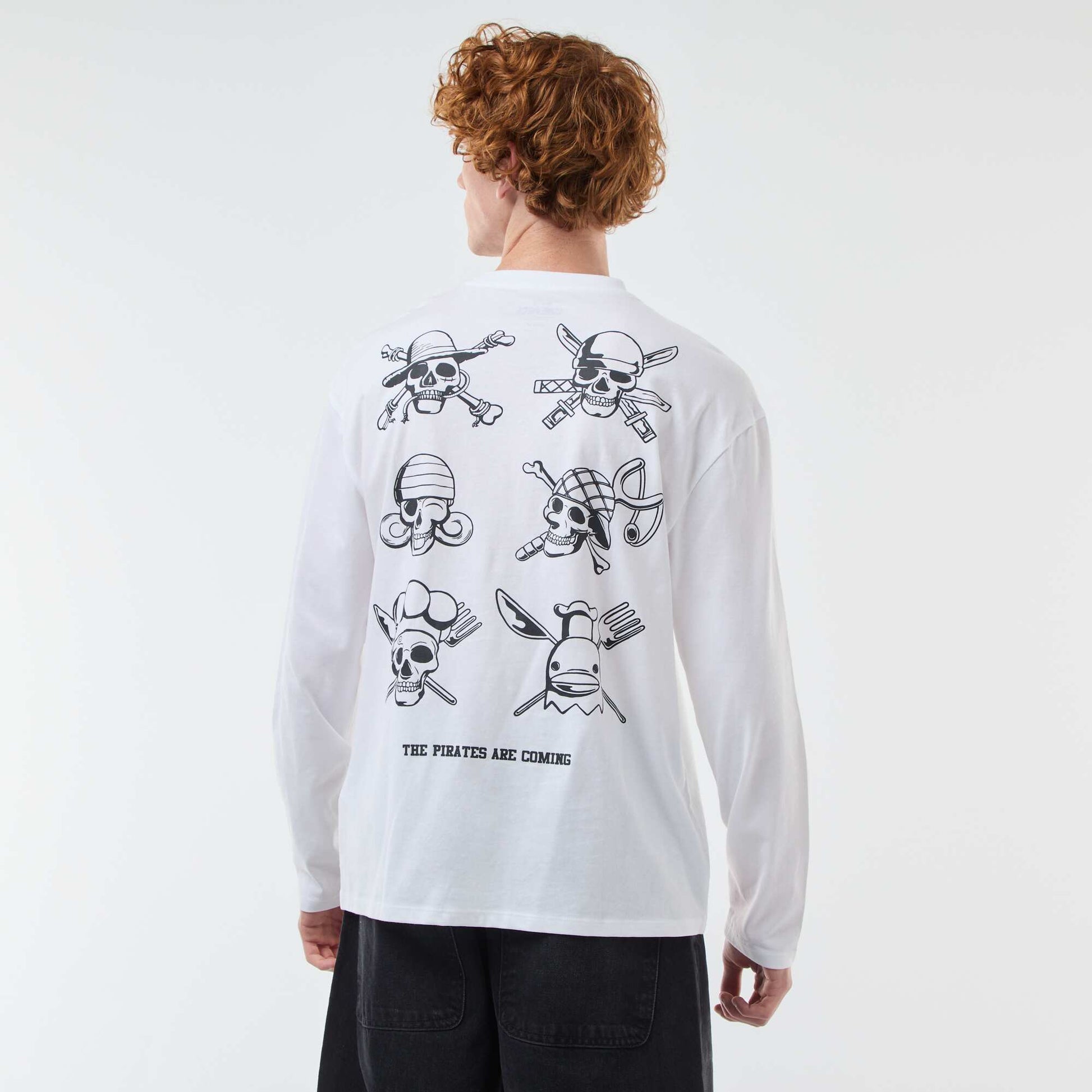 Camiseta 'fashion UK' One piece' manga corta BLANCO