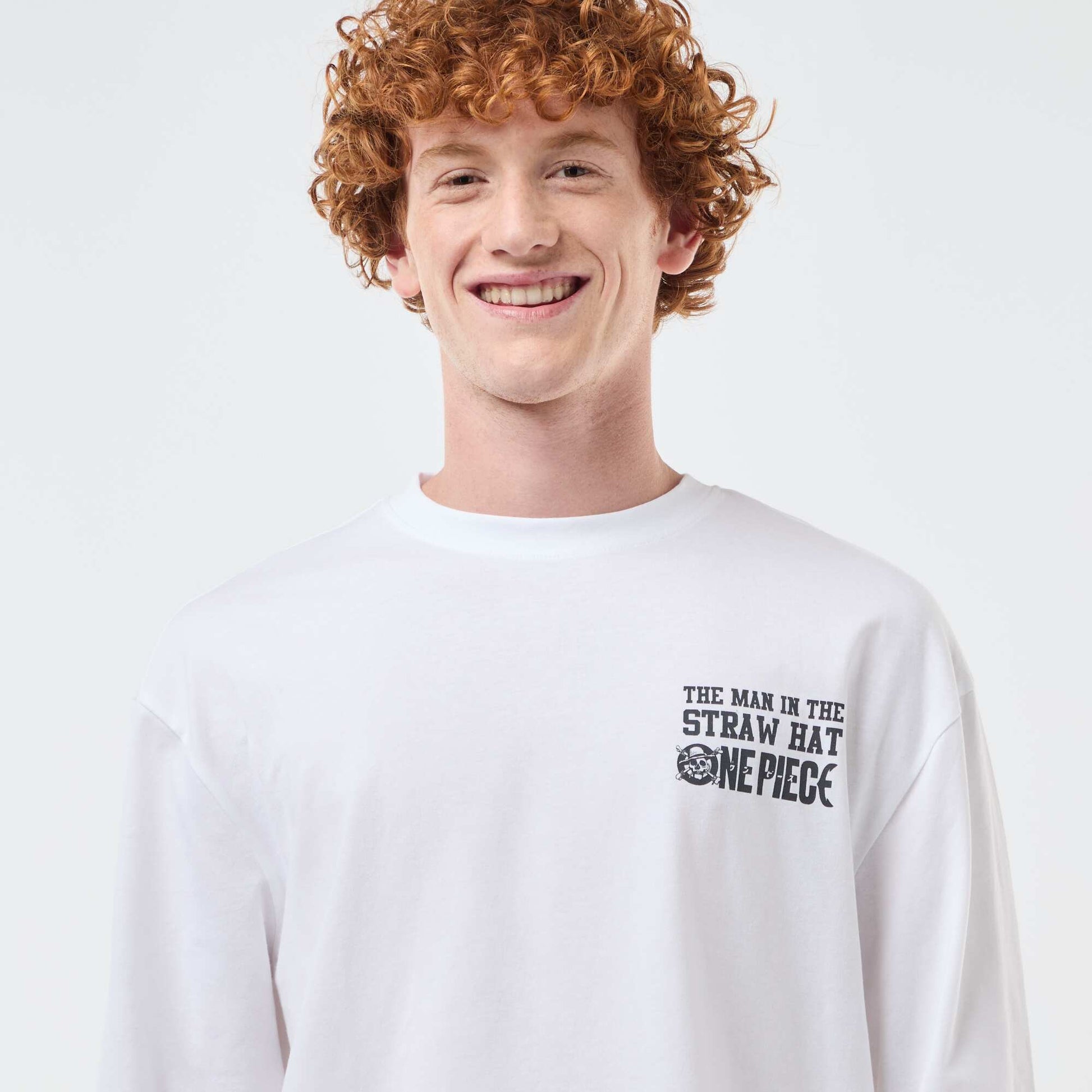 Camiseta 'fashion UK' One piece' manga corta BLANCO
