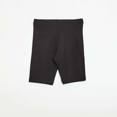 Pantalón corto de ciclista en punto de algodón liso NEGRO