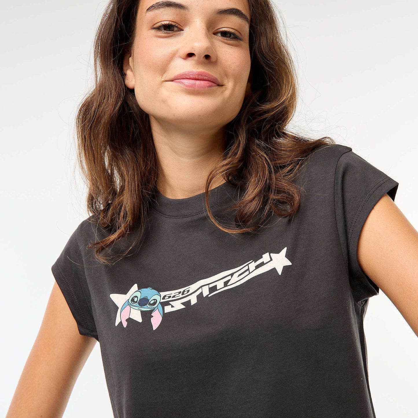 Camiseta corta 'Stitch' NEGRO