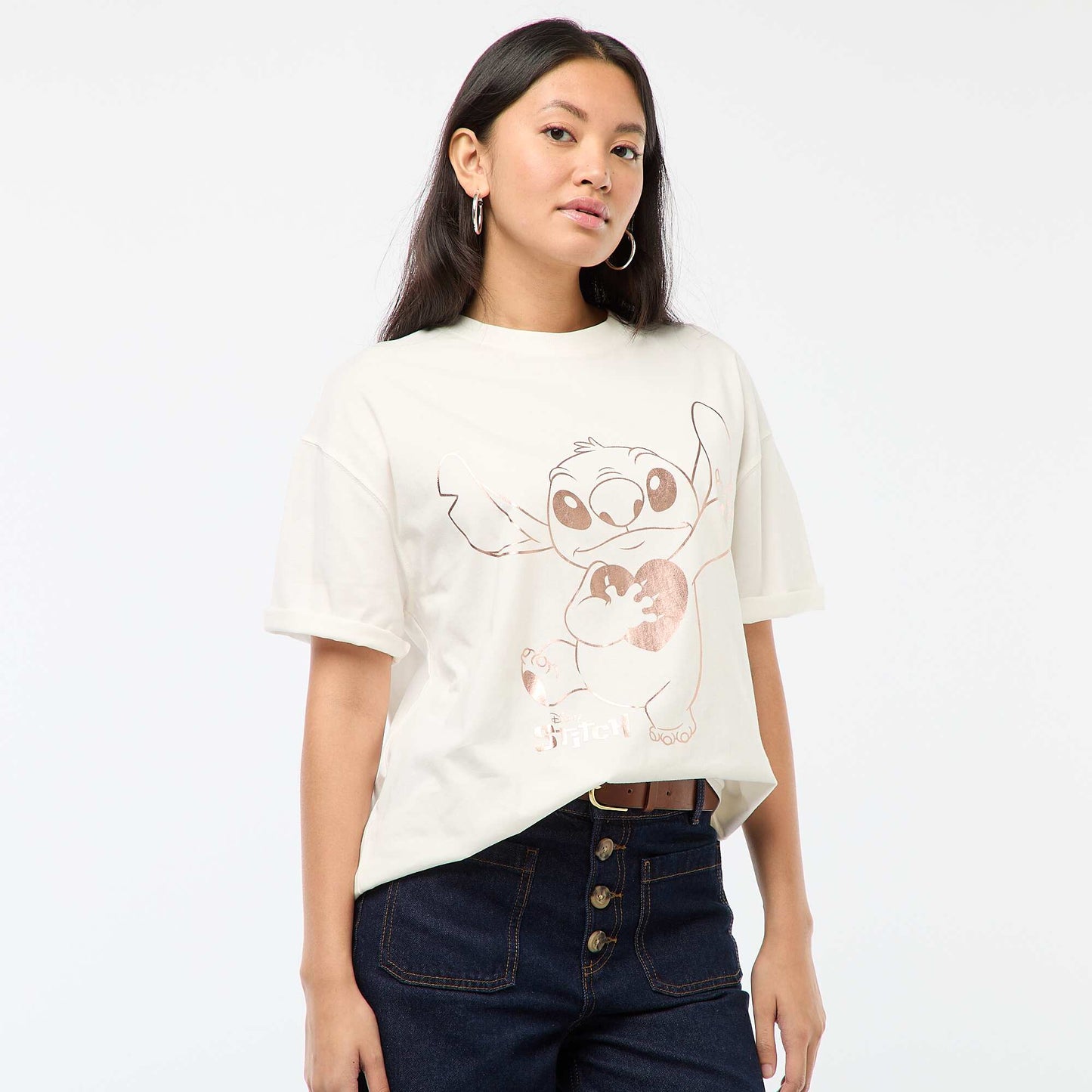 Camiseta estampada 'Stitch' GRIS