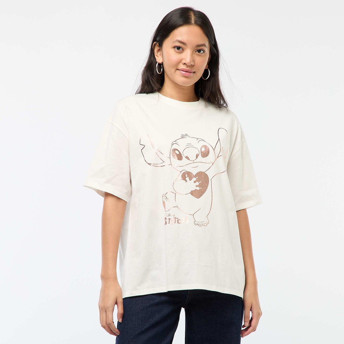 Camiseta estampada 'Stitch' GRIS