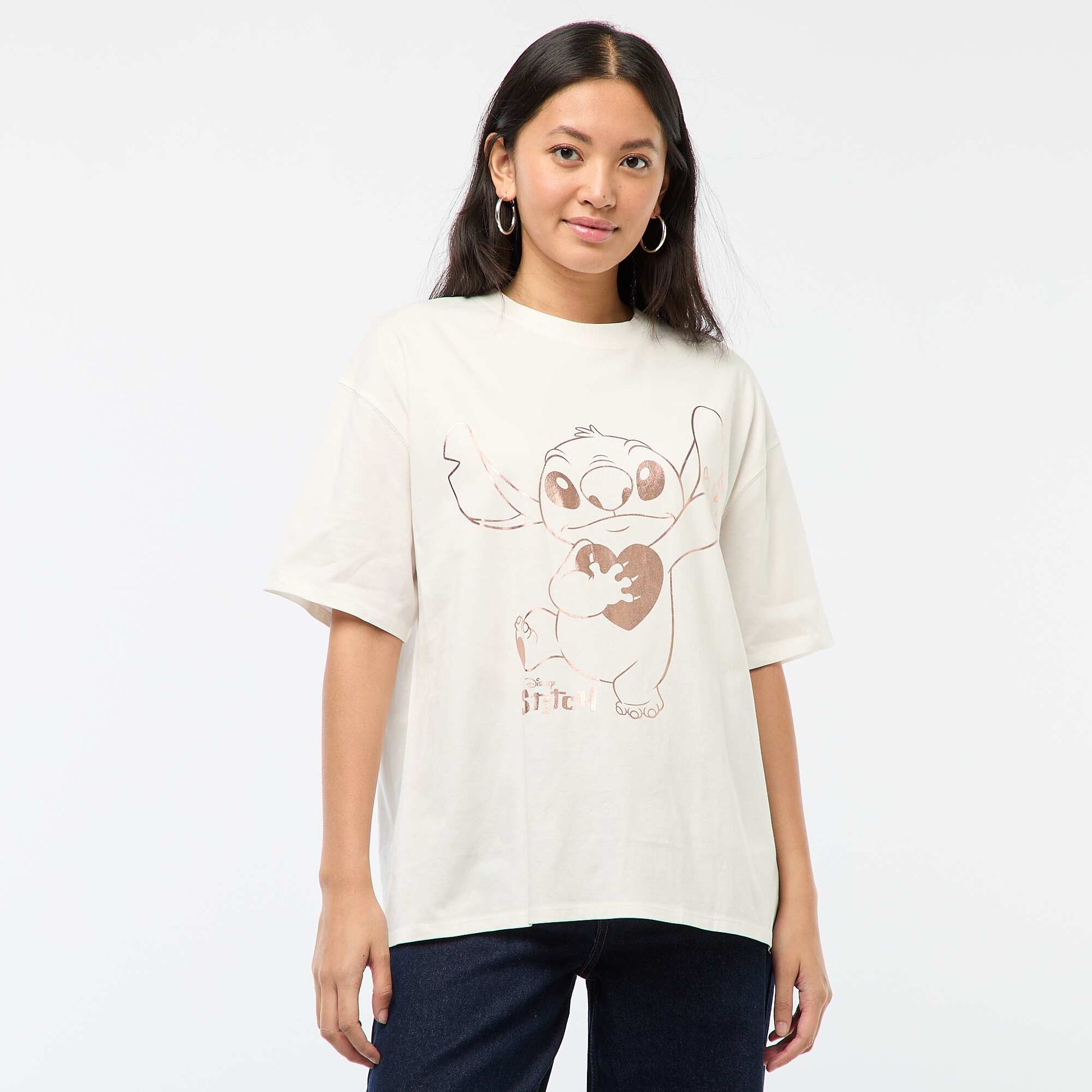 Camiseta estampada 'Stitch' GRIS