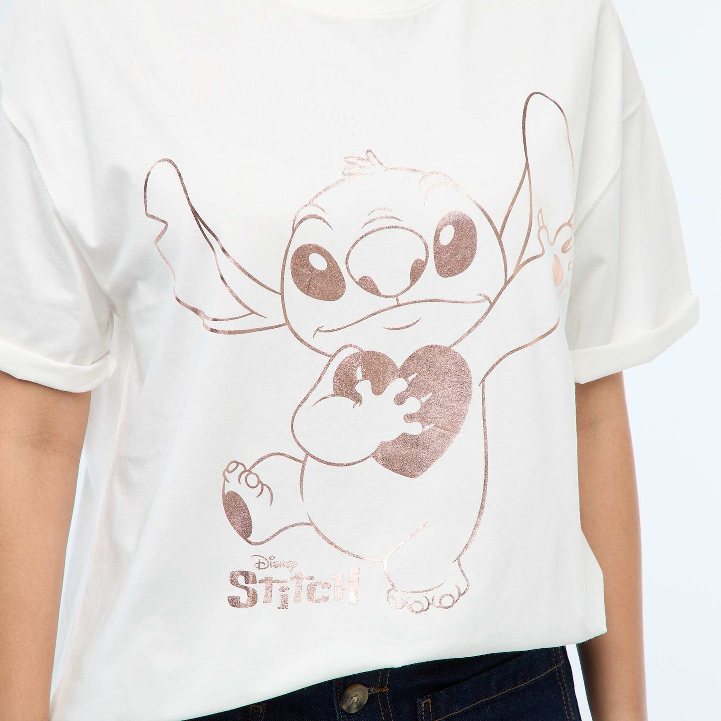 Camiseta estampada 'Stitch' GRIS