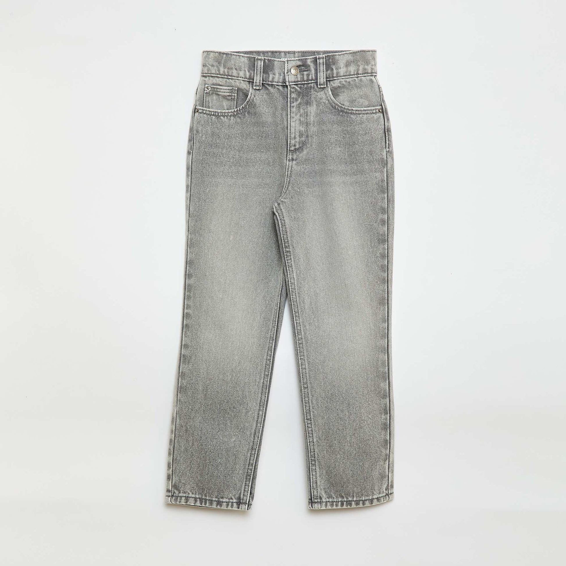 Pantalón denim de talle alto GRIS
