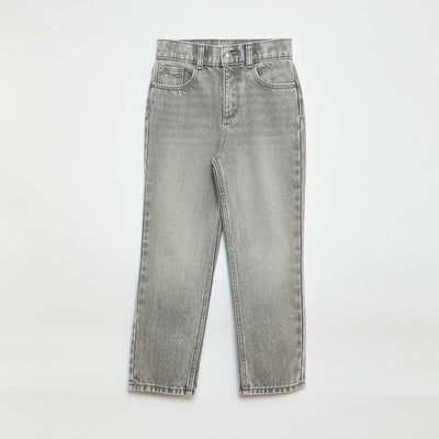 Pantalón denim de talle alto GRIS