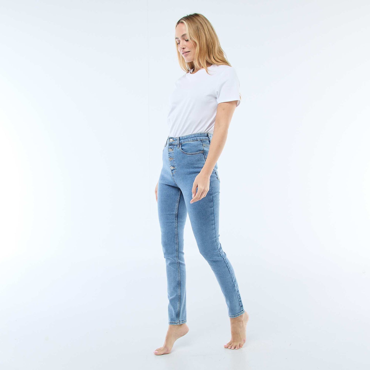 Pantalón jean elástico super skinny de algodón AZUL