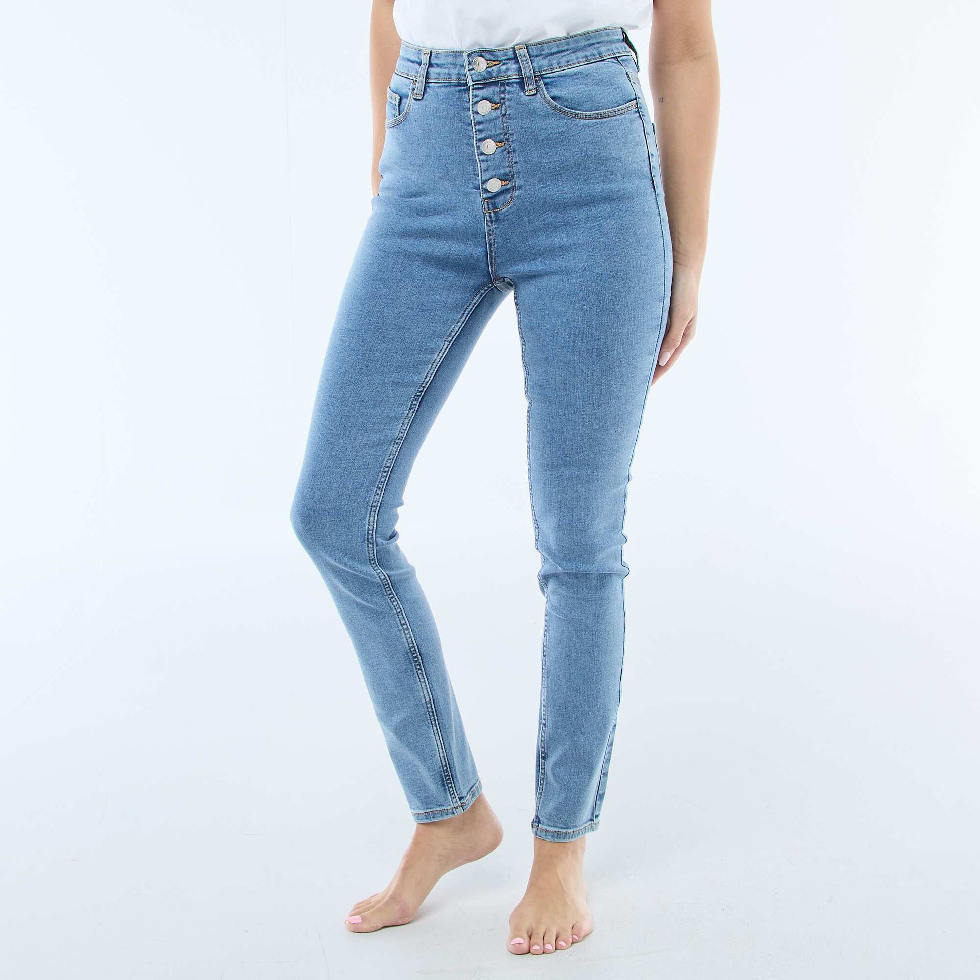 Pantalón jean elástico super skinny de algodón AZUL