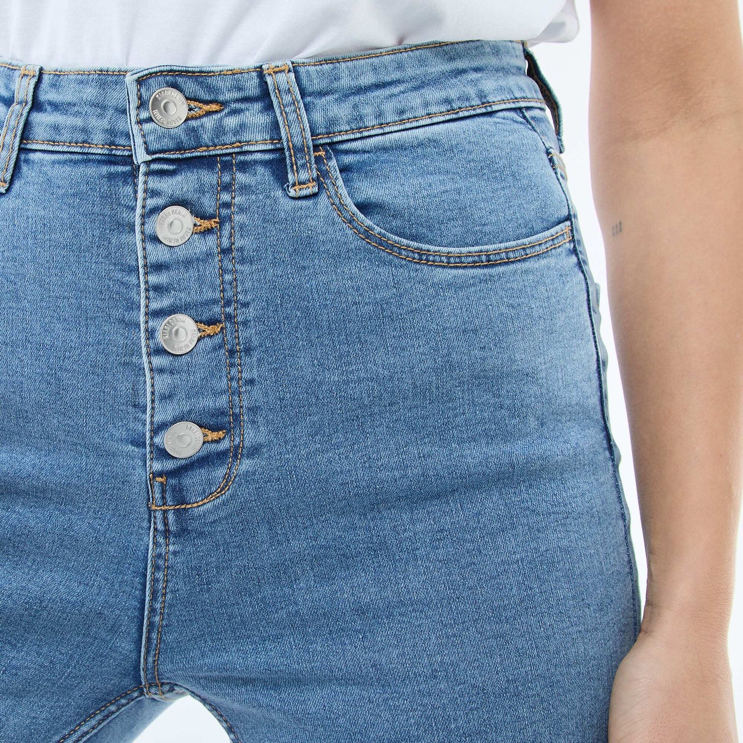 Pantalón jean elástico super skinny de algodón AZUL