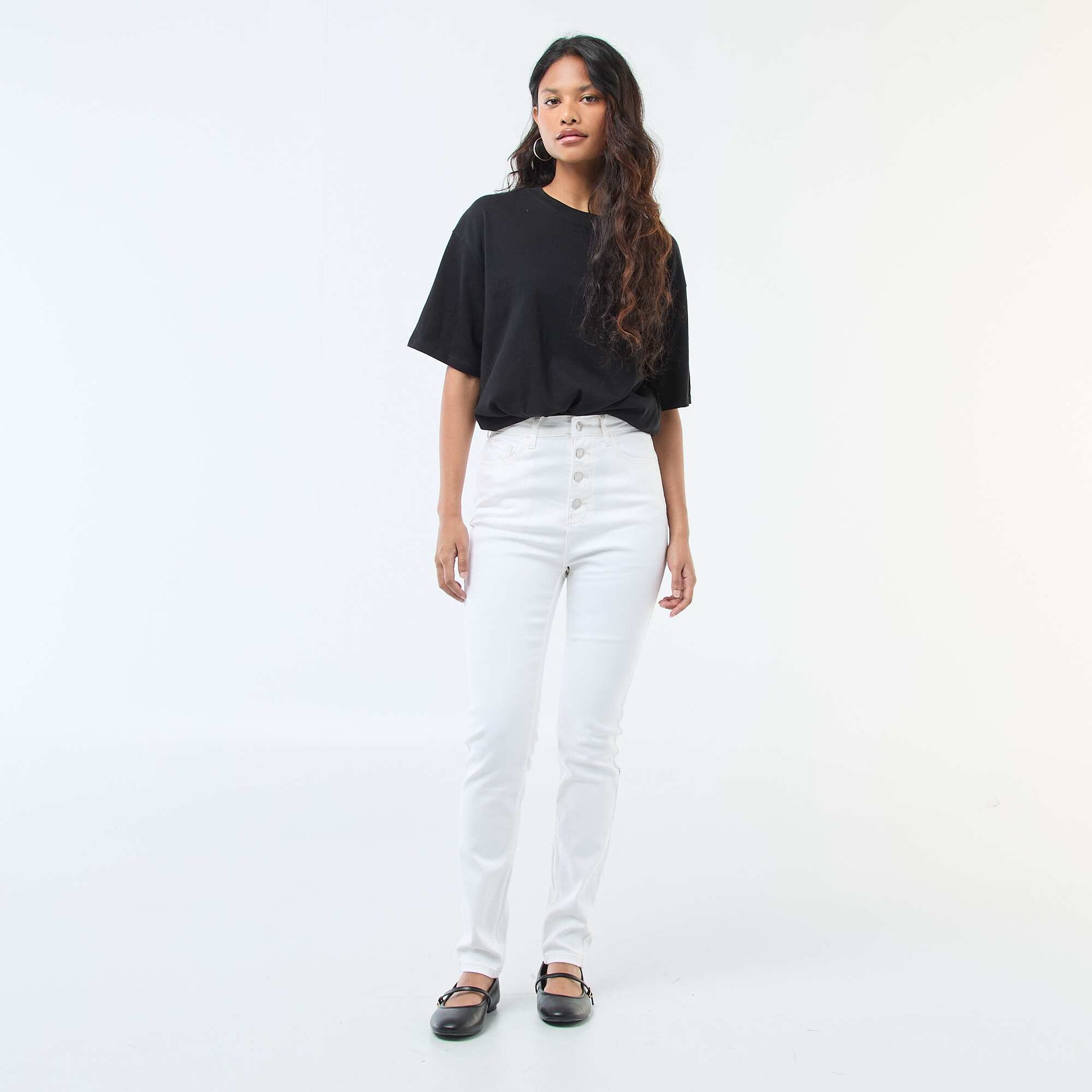 Pantalón jean stretch super skinny de algodón BLANCO