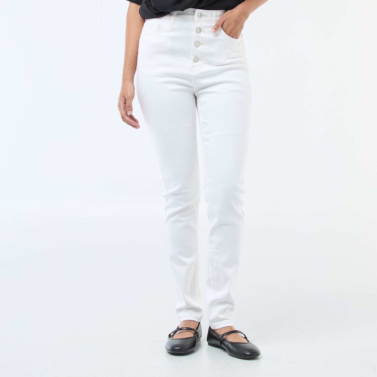 Pantalón jean stretch super skinny de algodón BLANCO