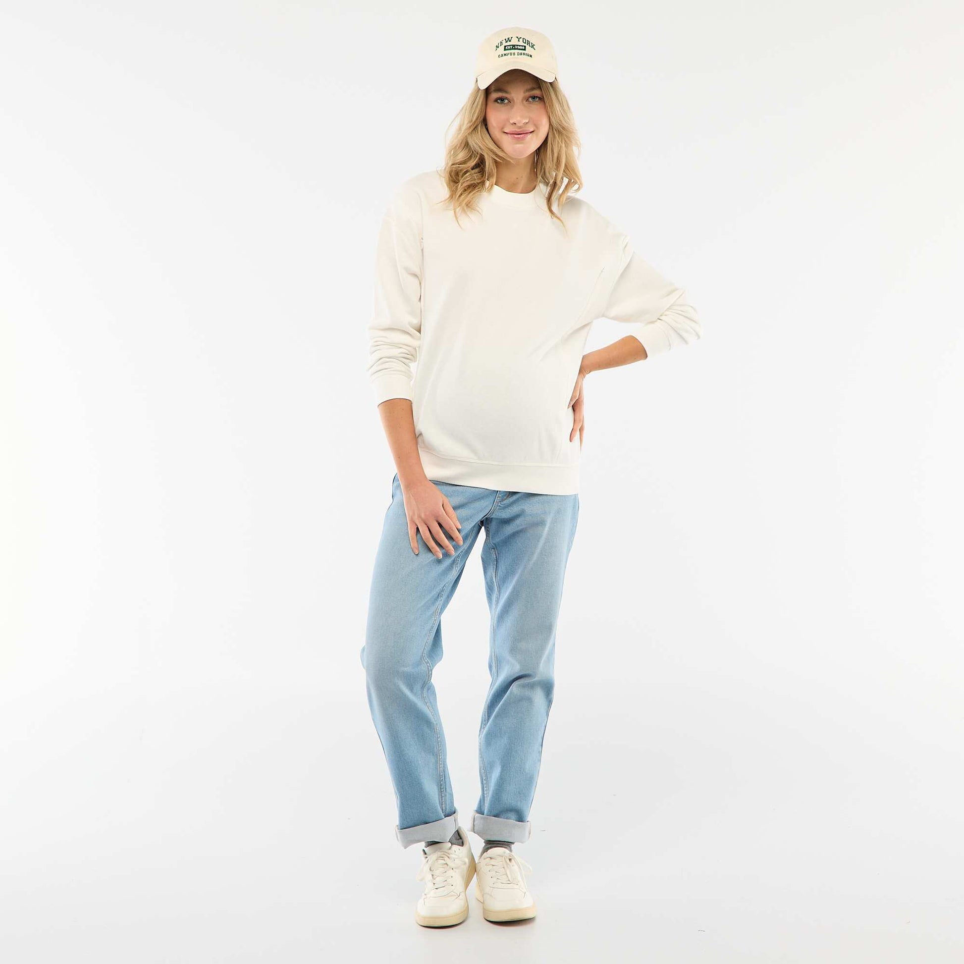 Pantalón de embarazo con cinturón elástico AZUL